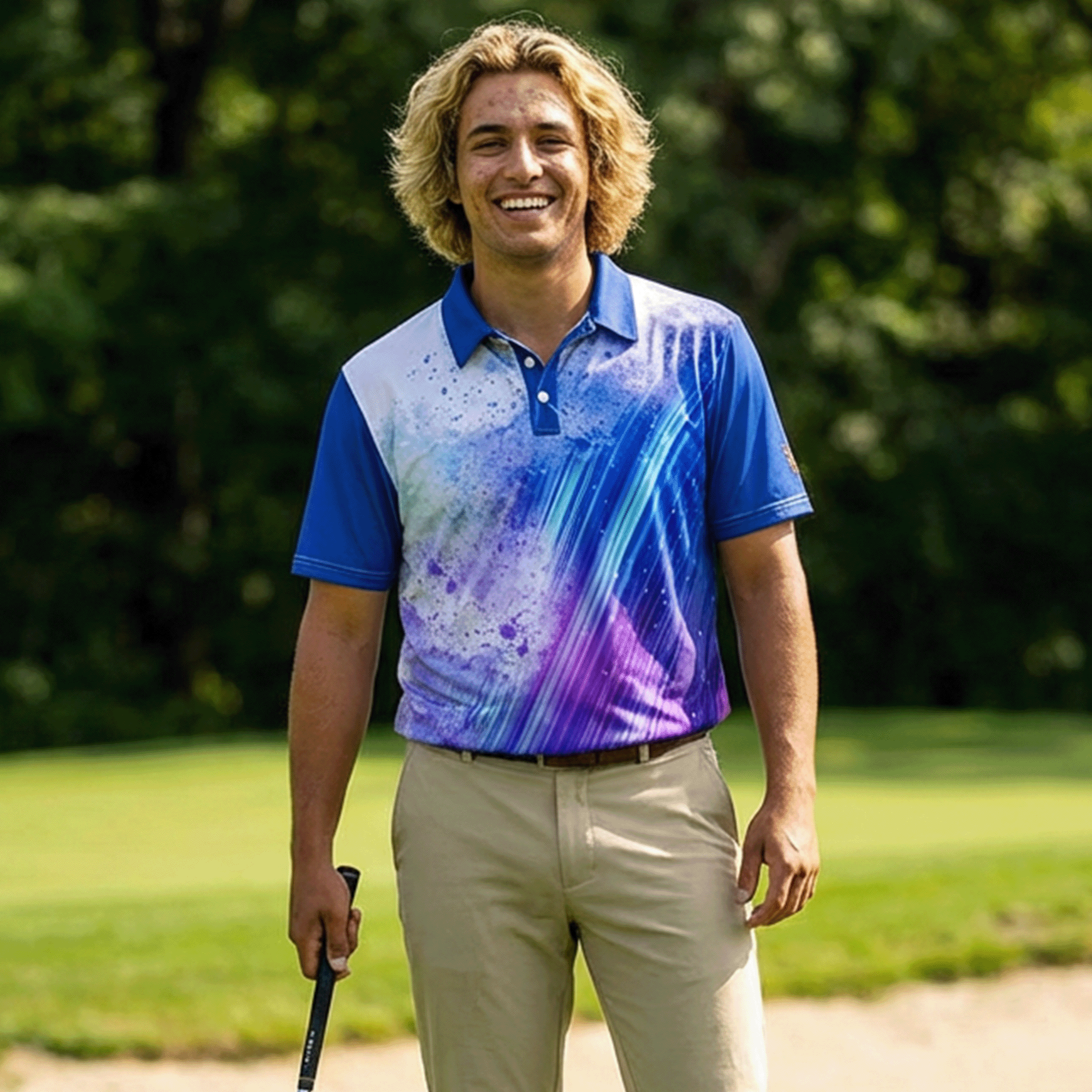 Light Wave Abstract Sports Polo Shirt