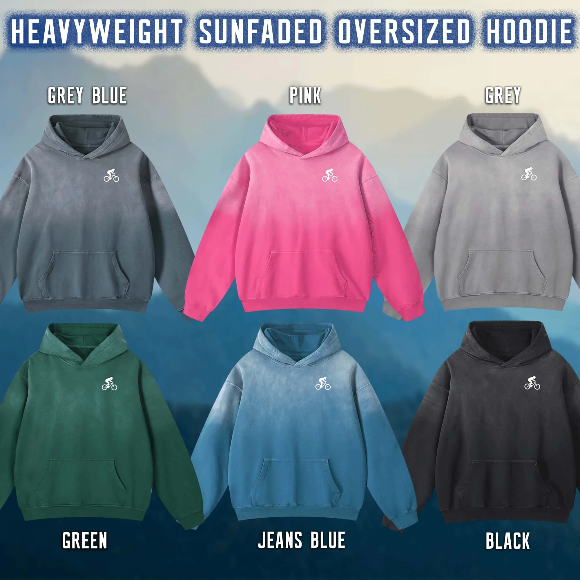Mountain Biker Heavyweight Sunfaded Oversized Hoodie