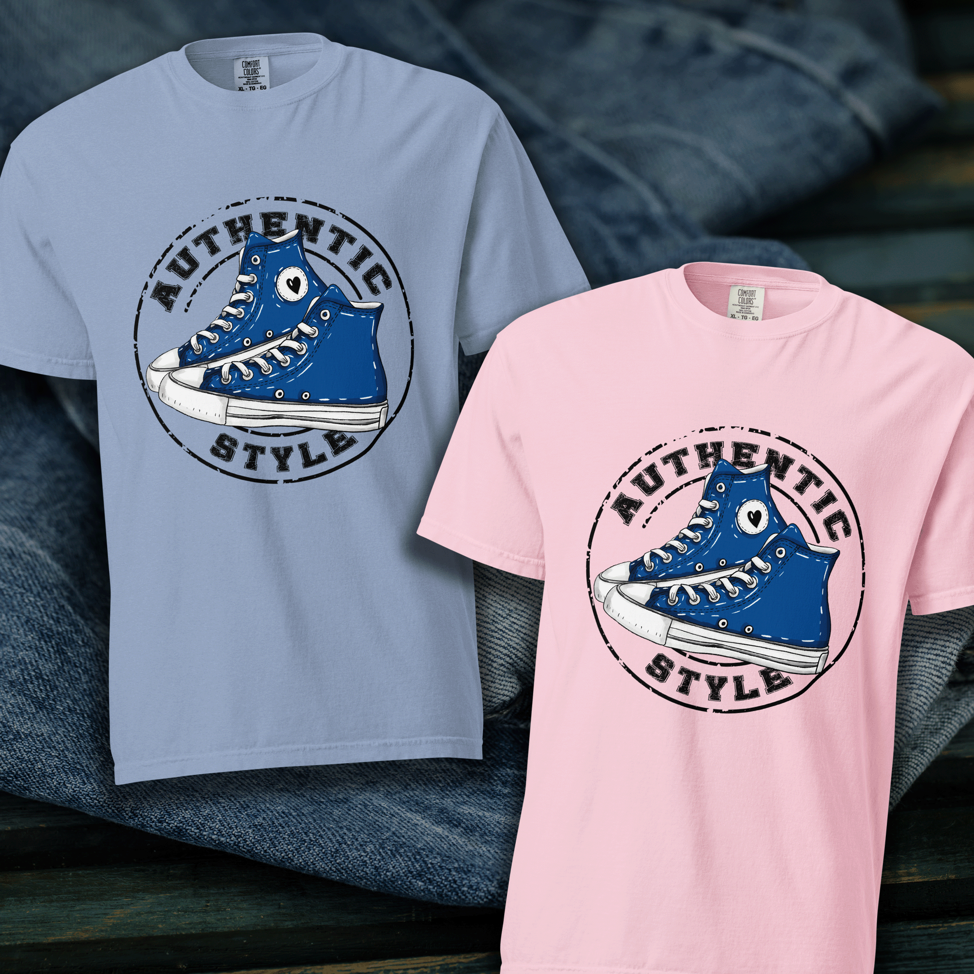 Authentic Style Blue Sneakers Tee