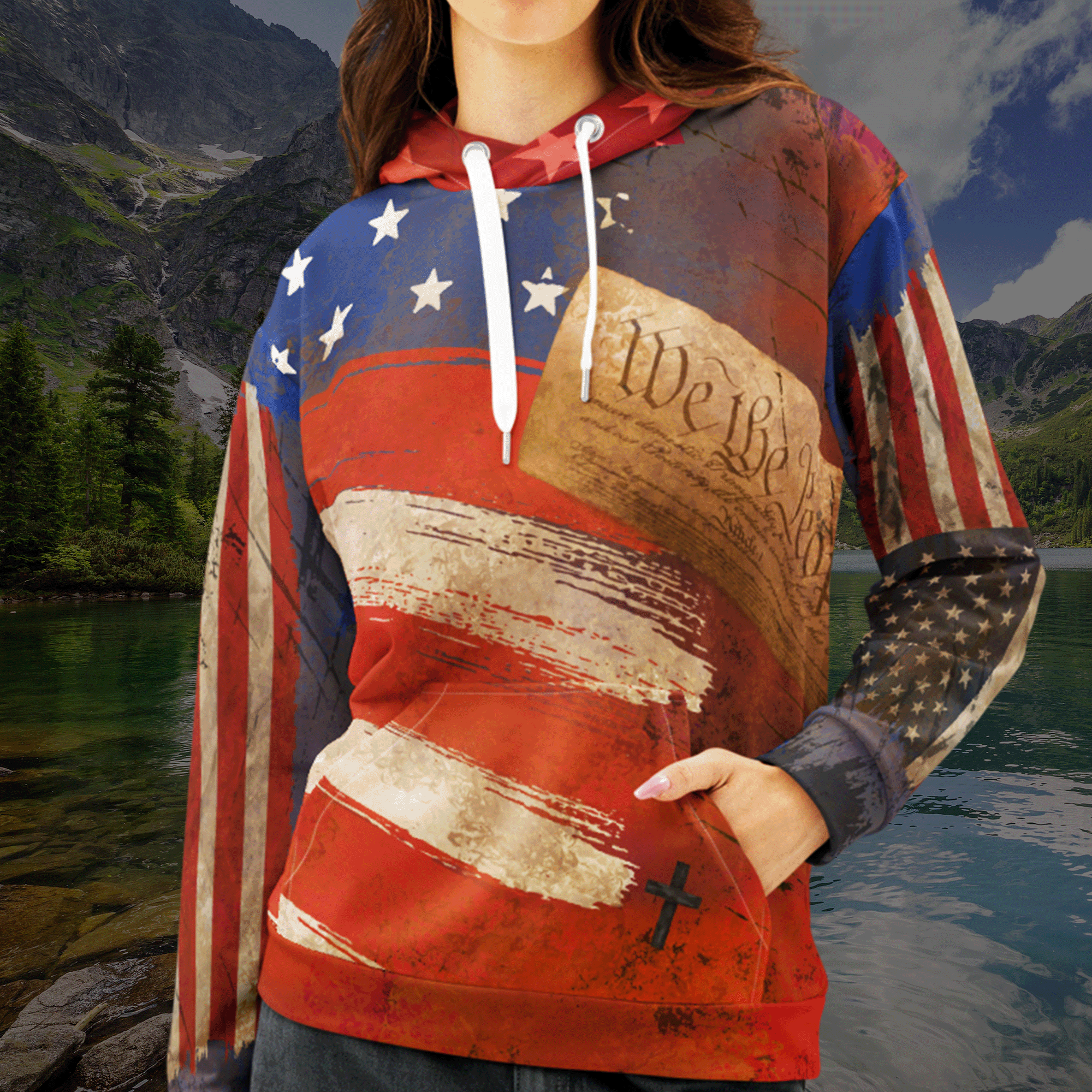 American Flag Streetwear Style Grunge Hoodie