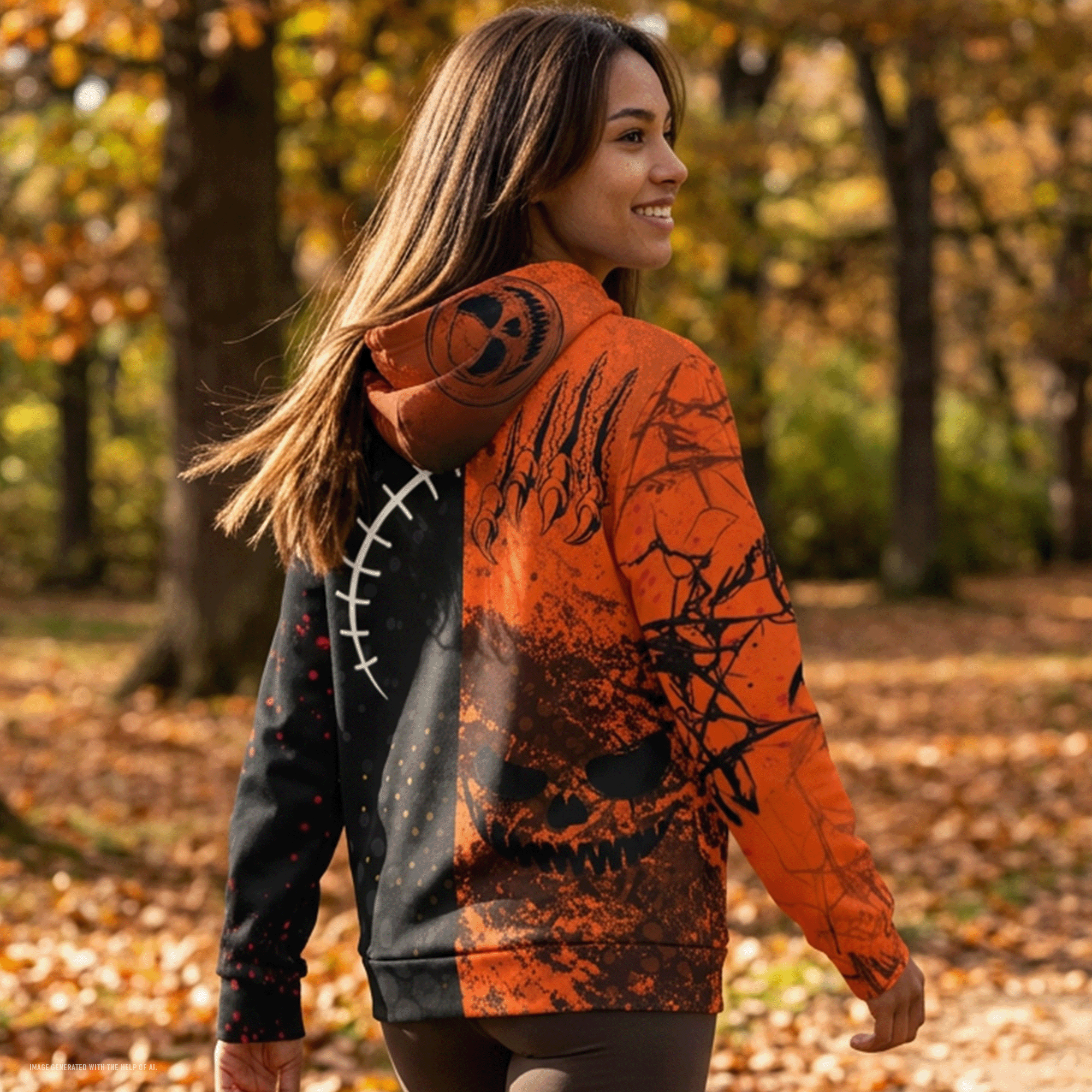 Halloween Pumpkin Faces All Over Print Hoodie