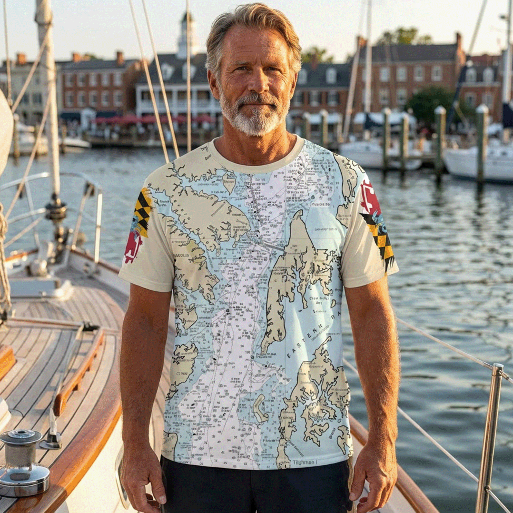 Chesapeake Bay Maryland Nautical Chart Men's T-shirt