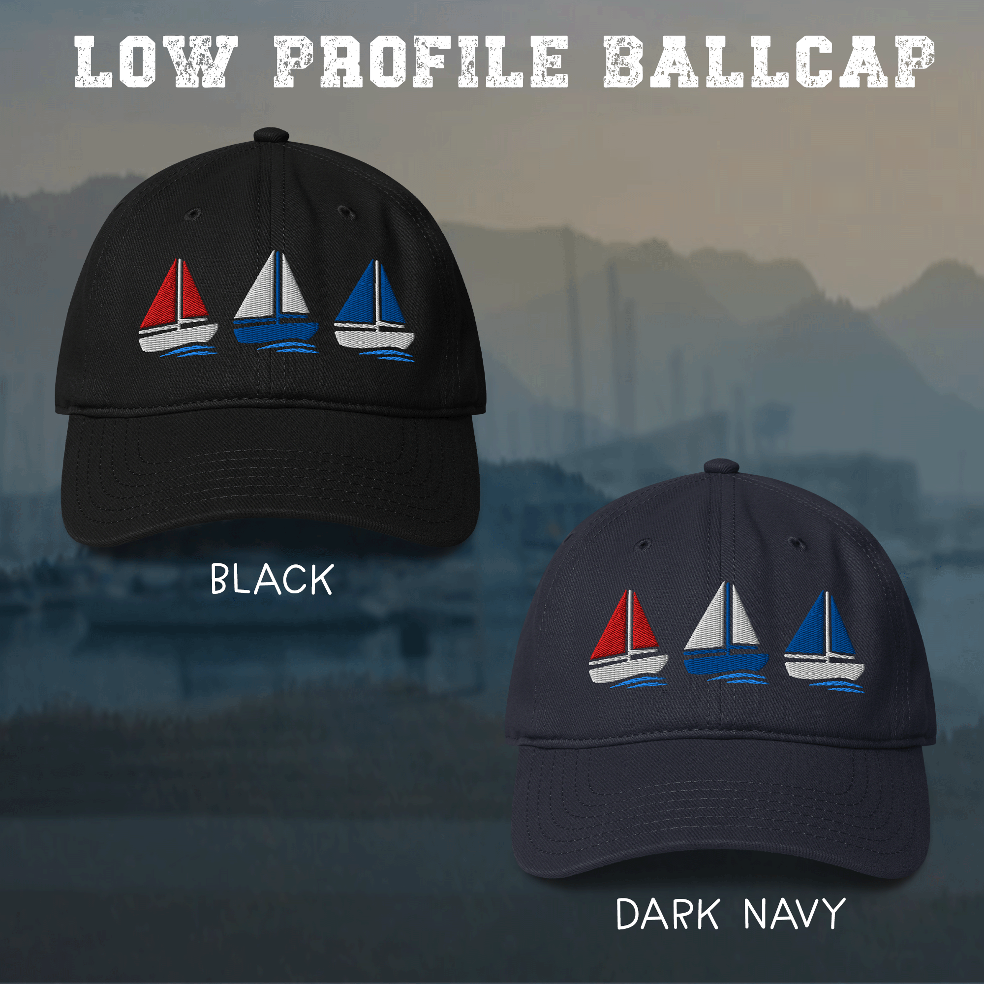 Embroidered Low-profile Sailboat Cap