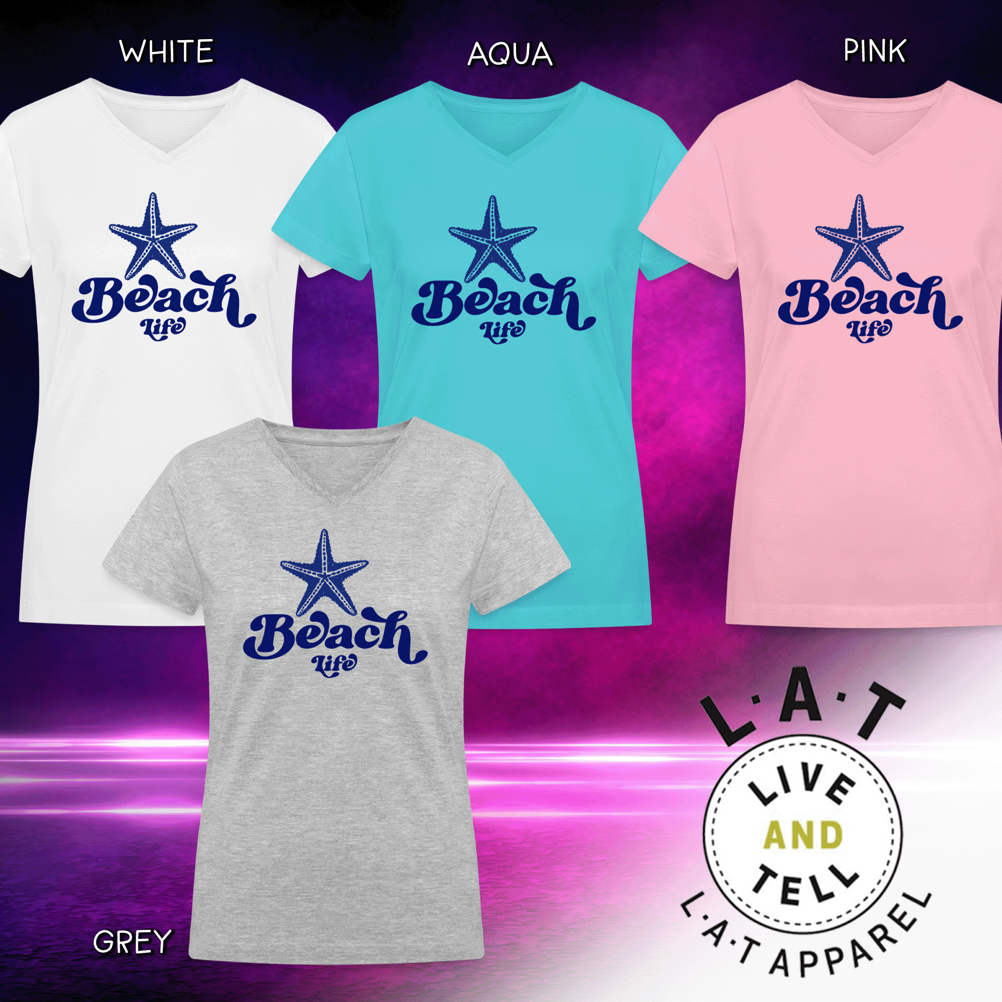 Women's Beach Life Starfish V-Neck T-Shirt