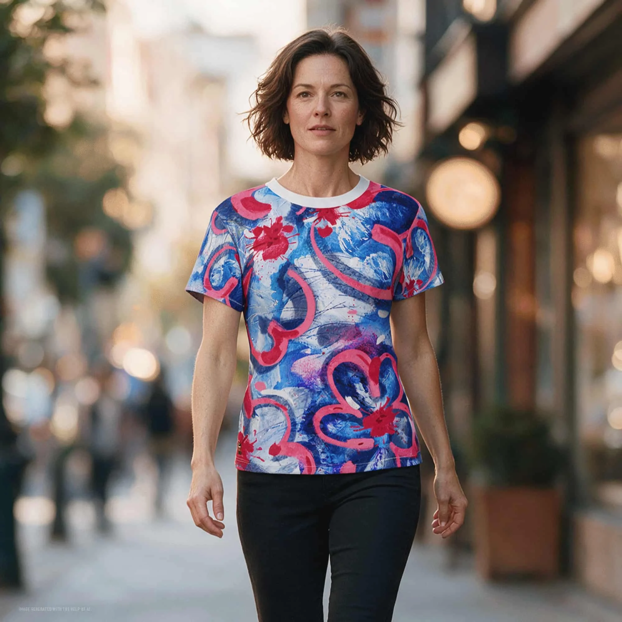 Women's Abstract Floral Watercolor Tee
