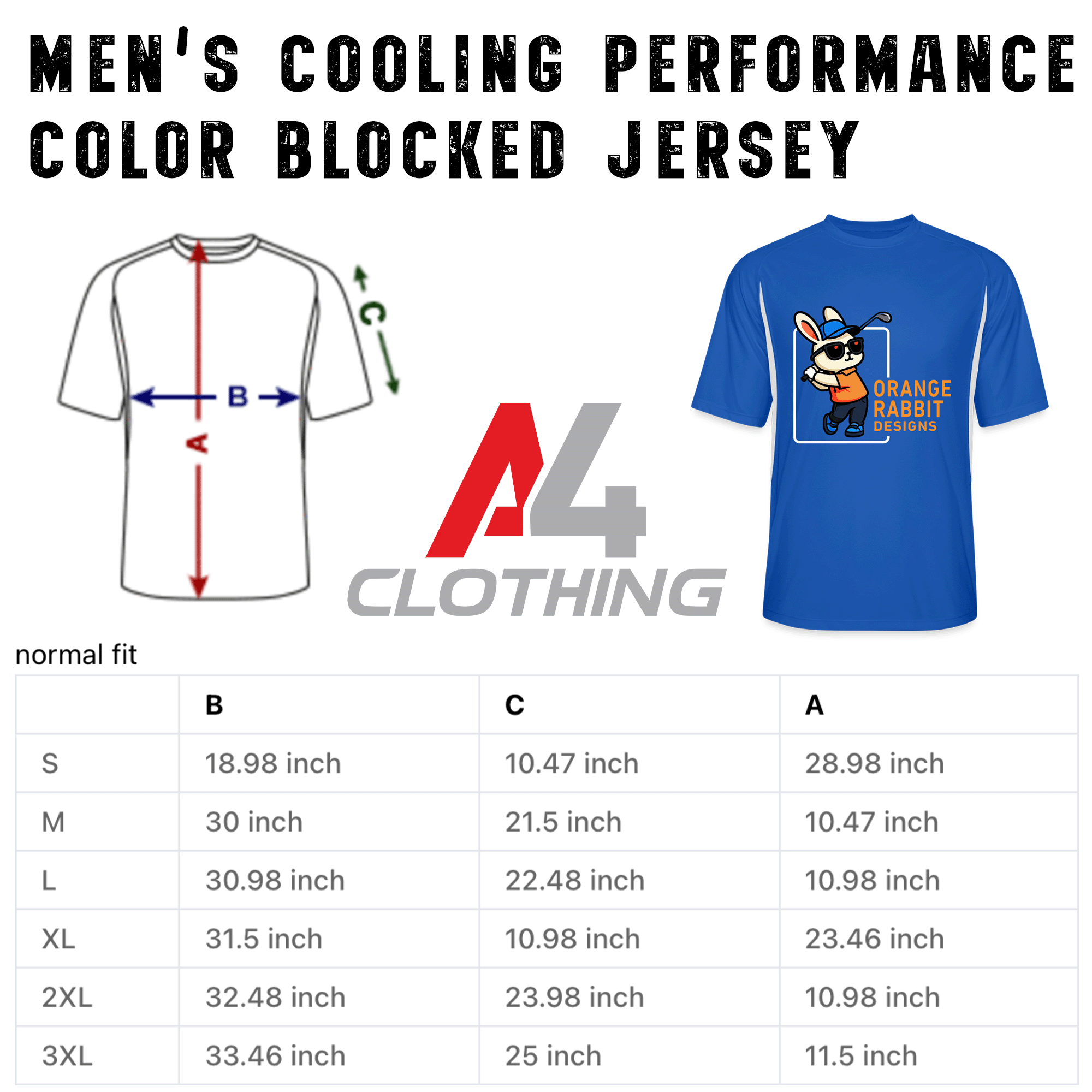 Orange Rabbit Golfer Men’s Cooling Performance Color Blocked Jersey