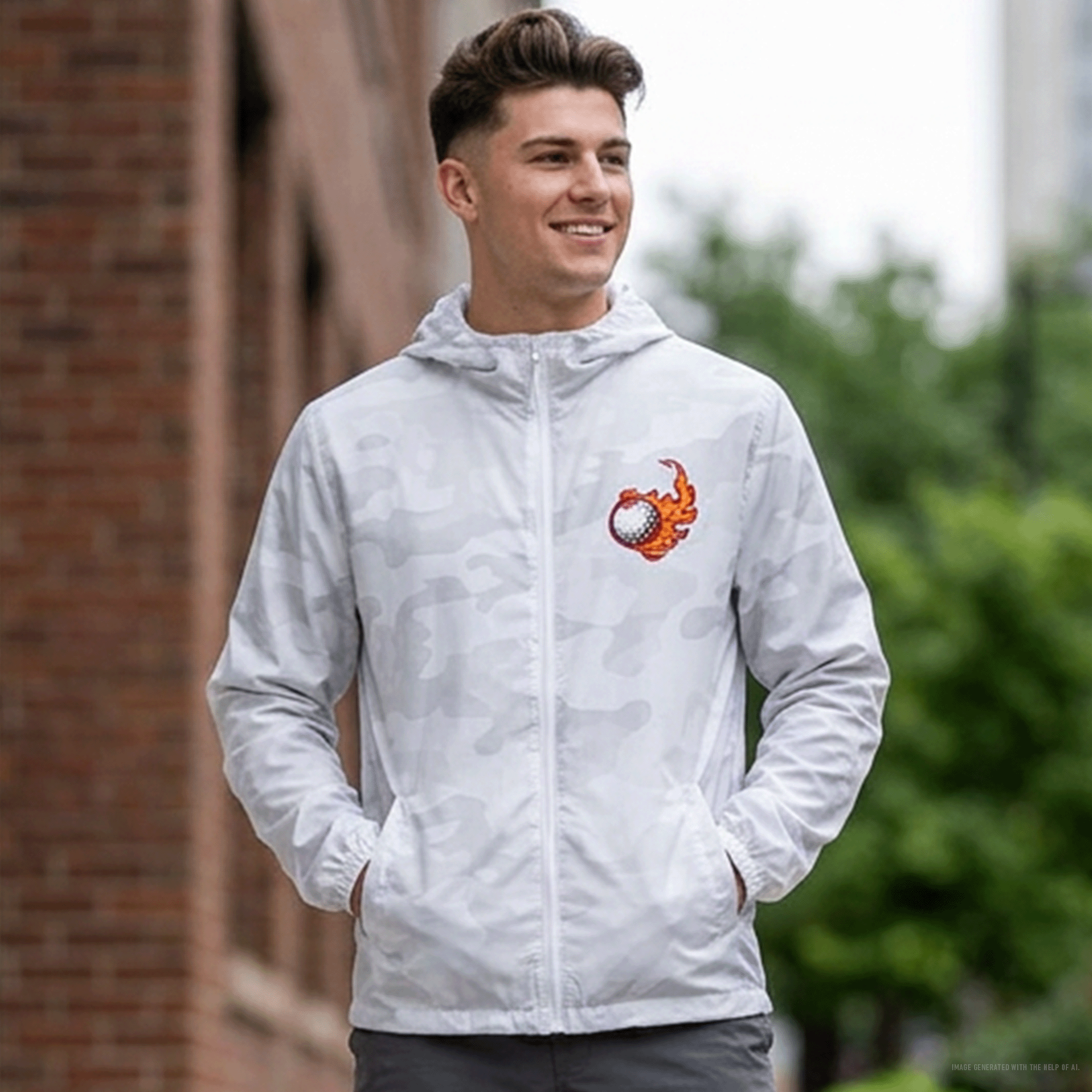 Flaming Golfball Unisex Full-Zip Windbreaker Jacket