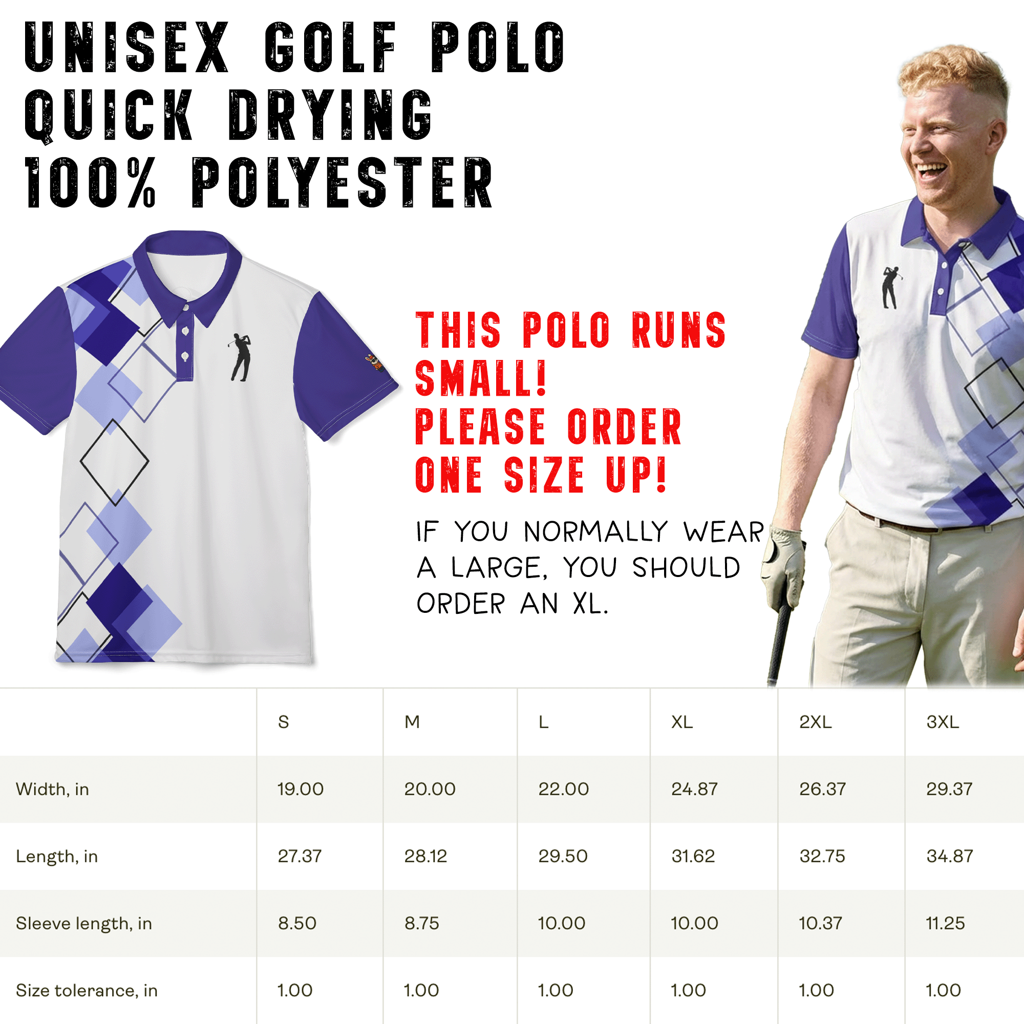 Purple Geometric Design Golf Polo Shirt