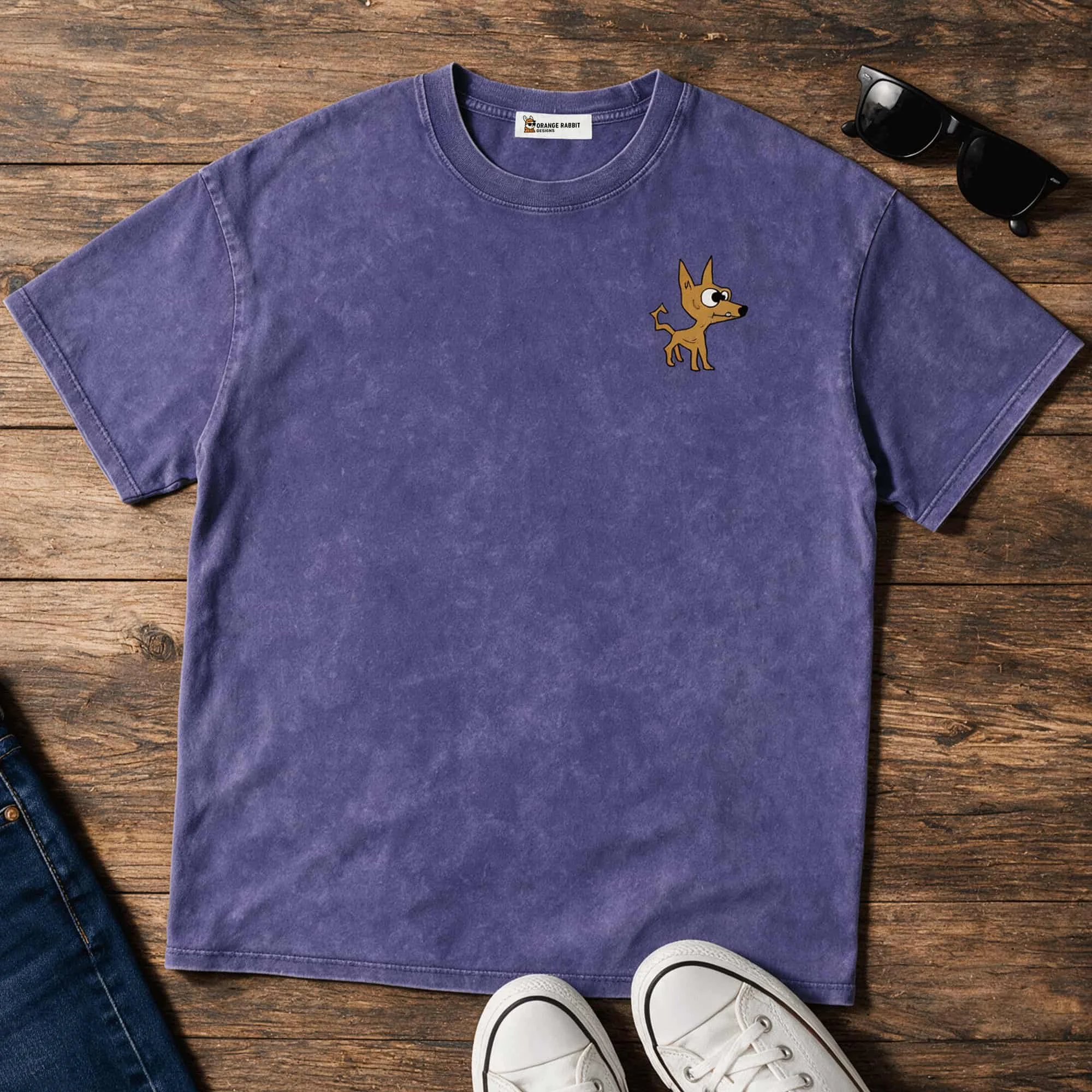 Orange Rabbit Dog "Arlo" Snow Washed Oversized Cotton T-Shirt