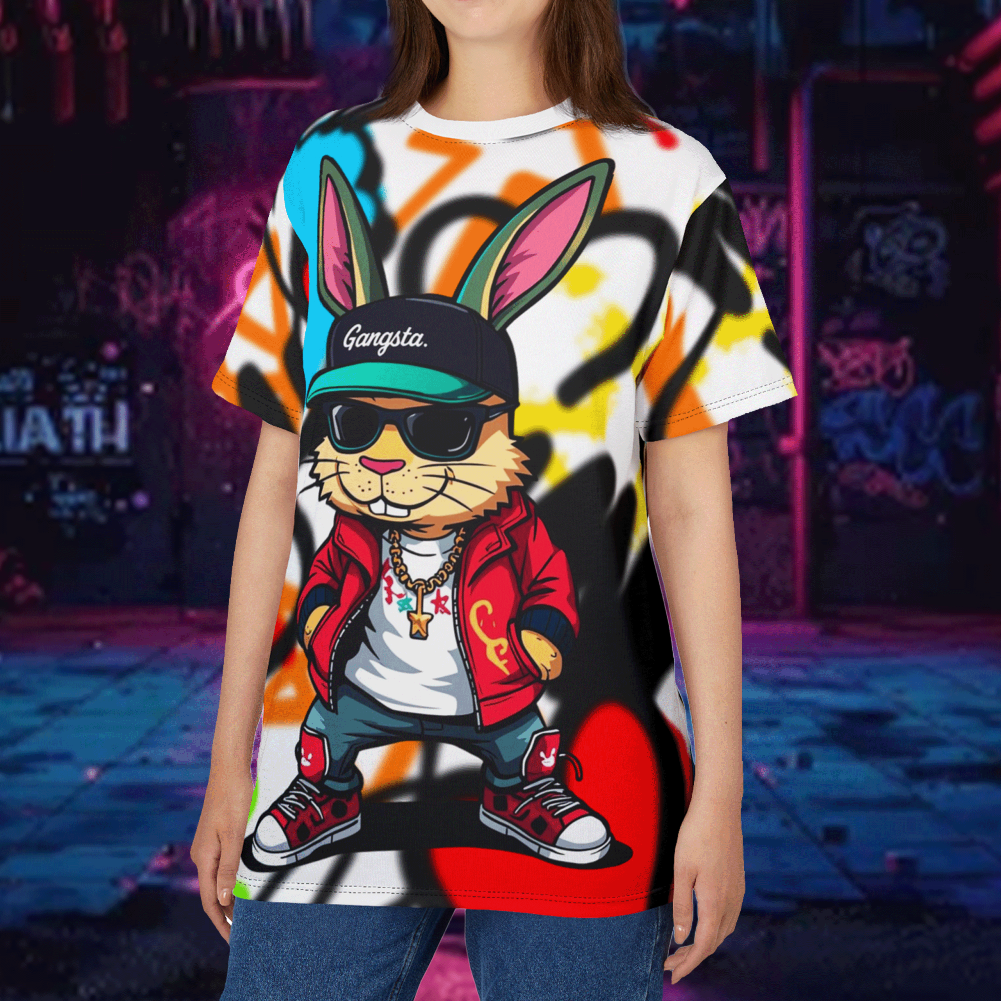 Graffiti Streetwear Gangsta Bunny T-Shirt