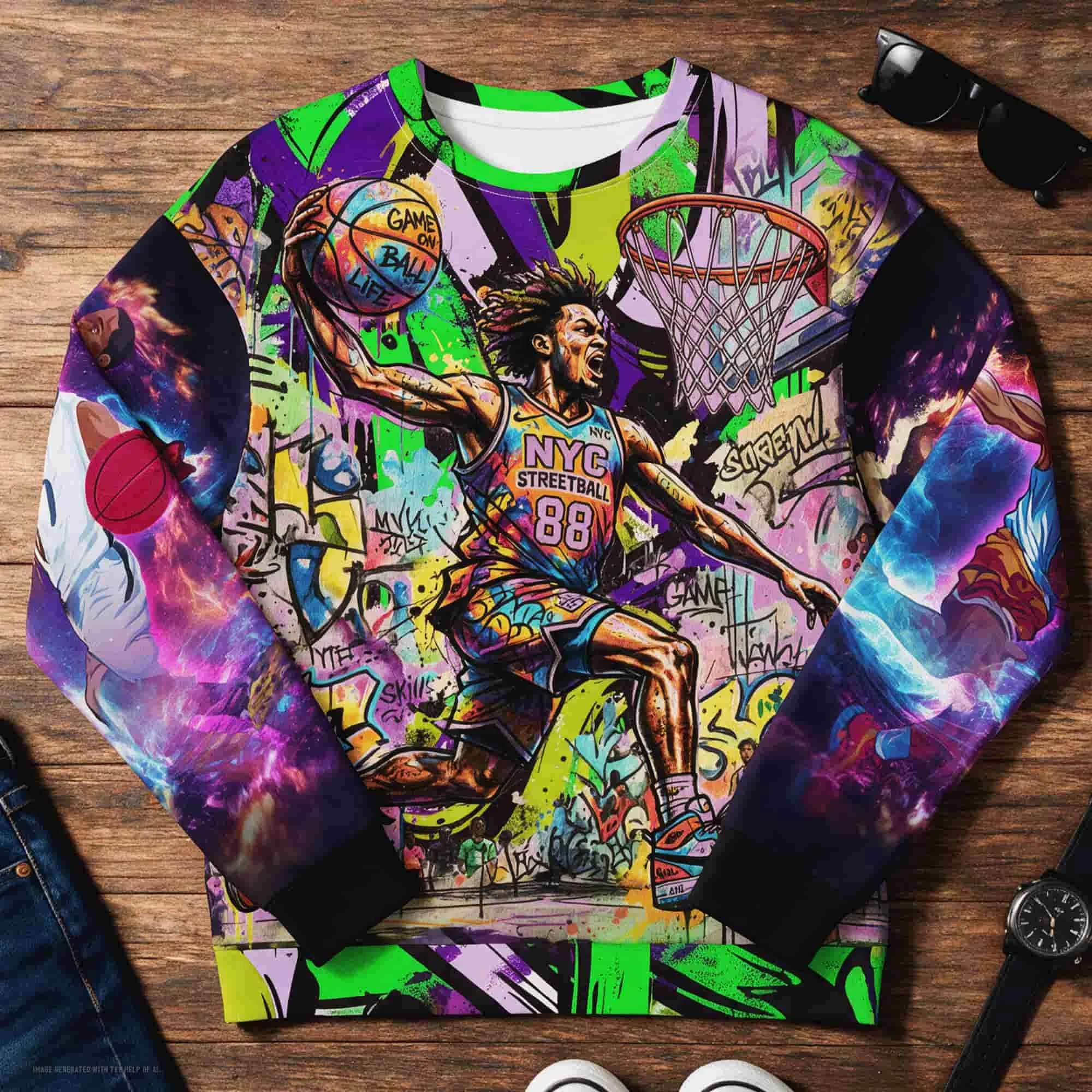 Graffiti Basketball Unisex Cotton Sweatshirt