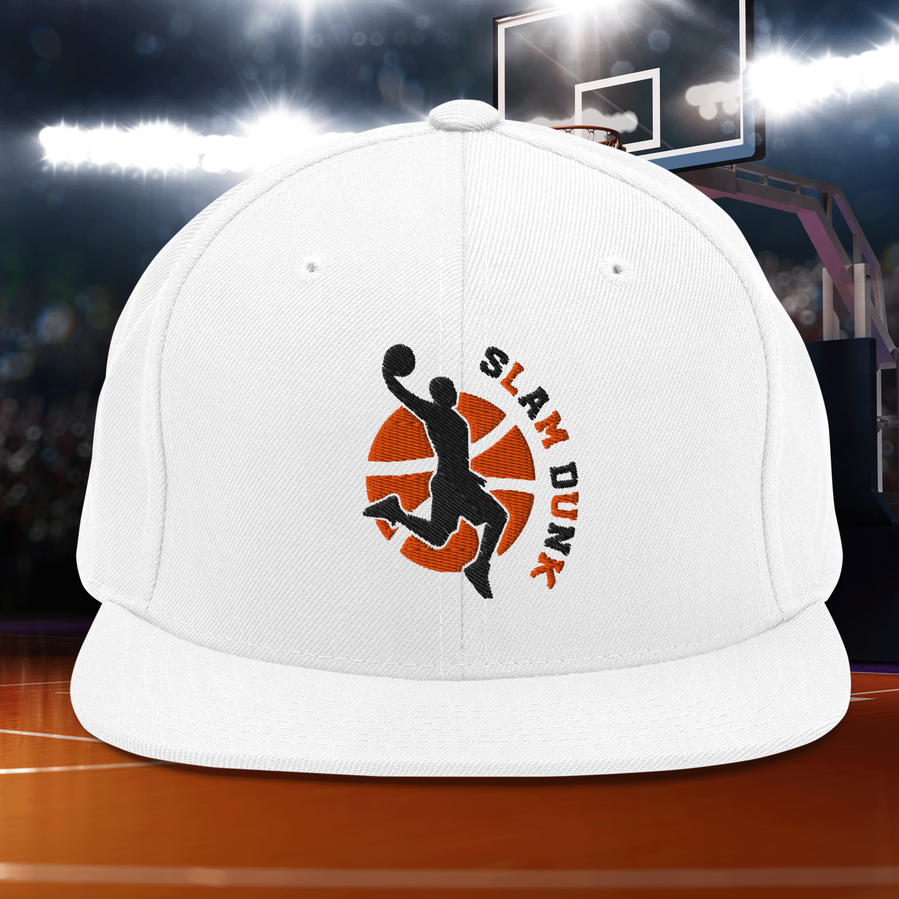 Embroidered Basketball Slam Dunk Snapback Cap