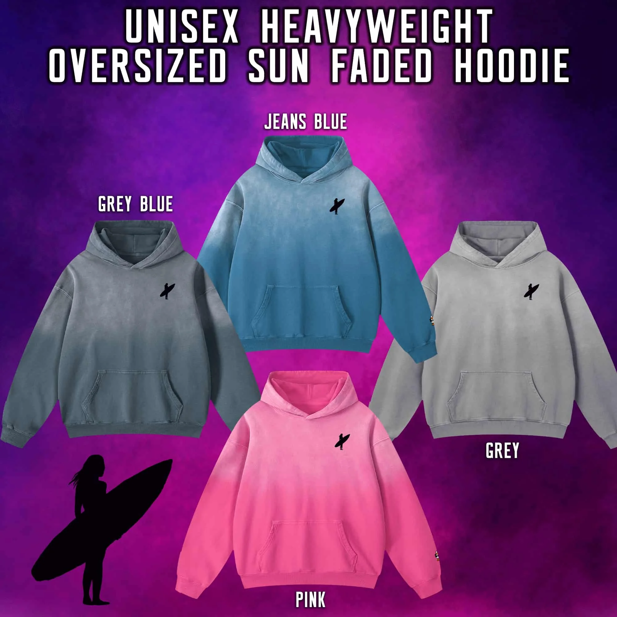 Surfer Girl Heavyweight Sun Faded Oversized Hoodie
