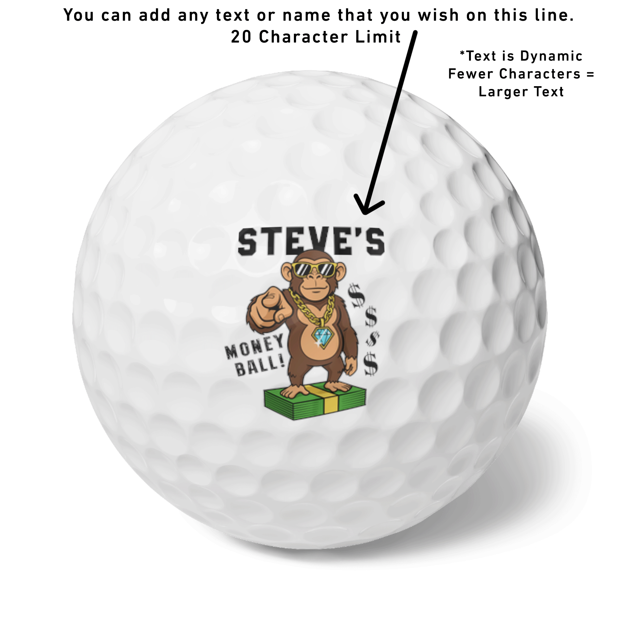 PERSONALIZED MONKEY Money Ball Golf Balls