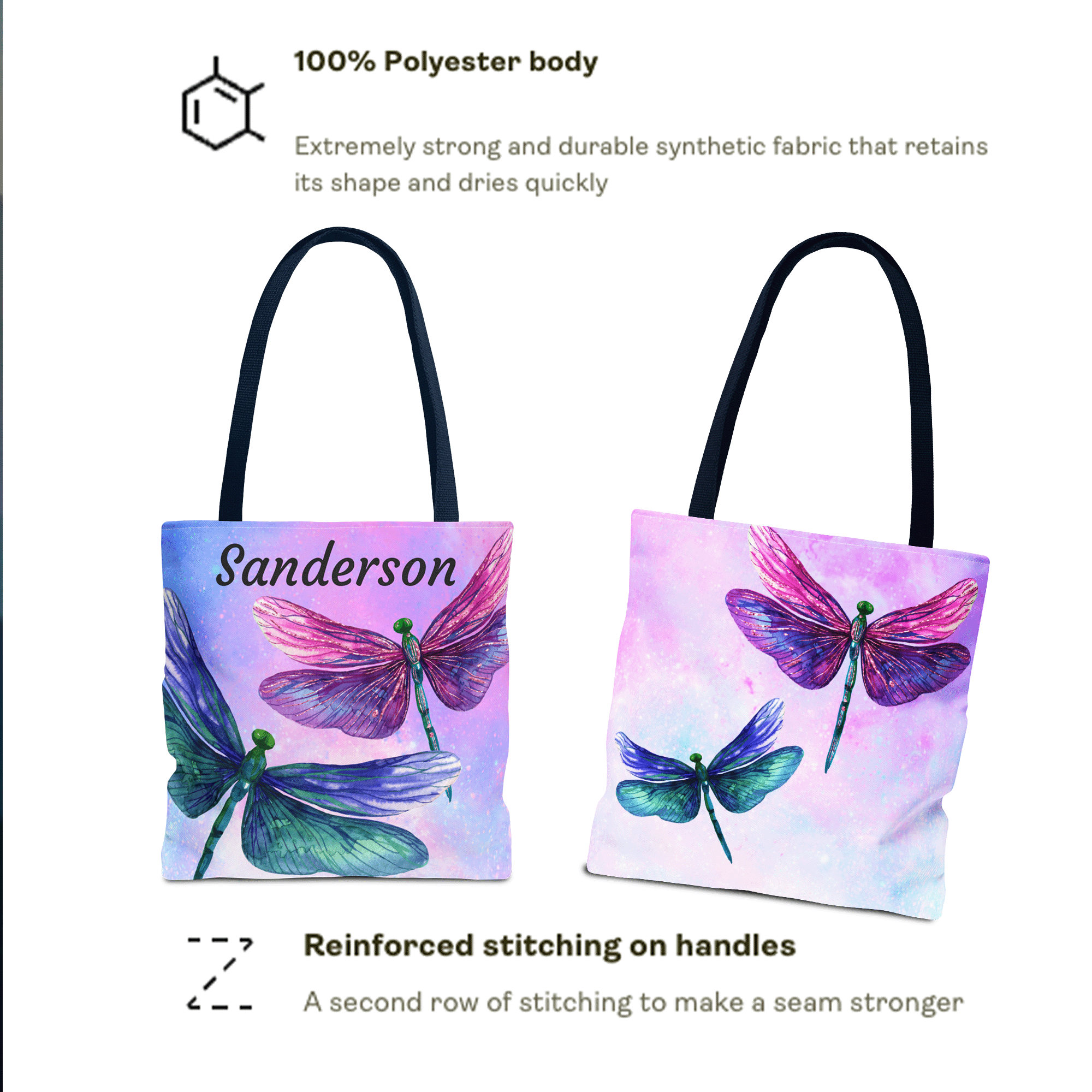 Personalized Dragonfly Tote Bag
