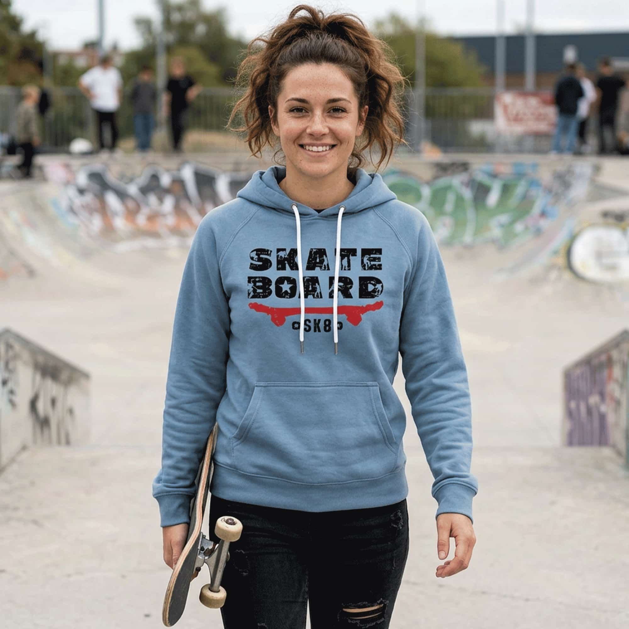 Skateboarding SK8 Unisex Icon Lightweight Loopback Terry Hooded Sweatshirt