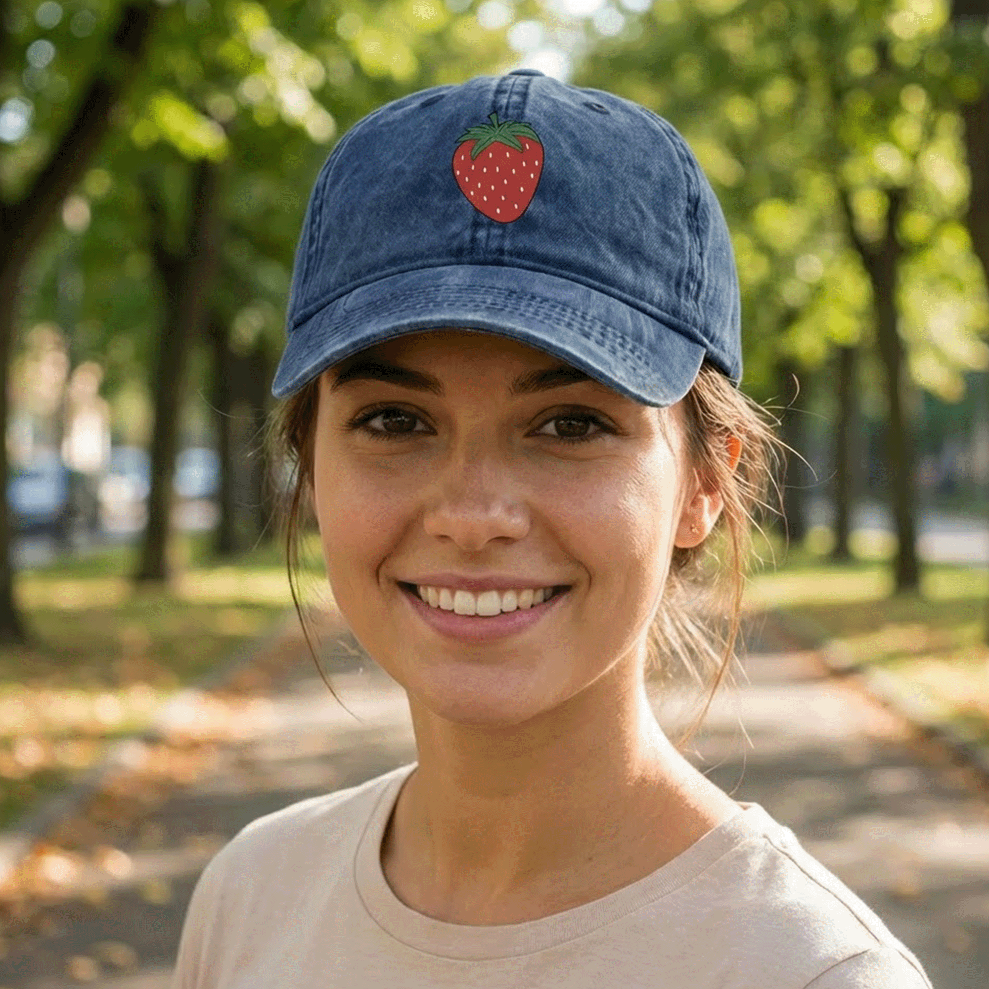 Women's Embroidered Strawberry Fashion Cassie Cap