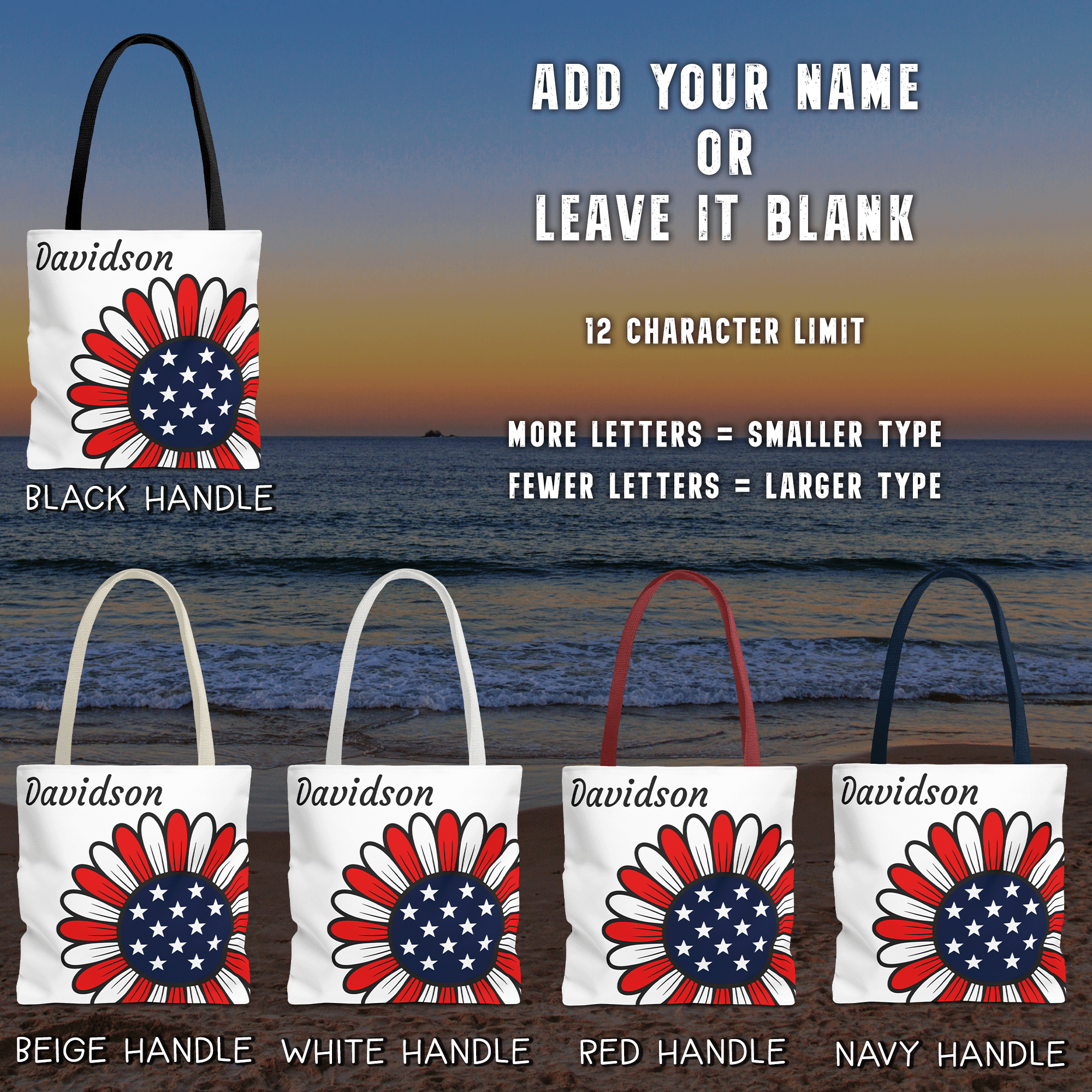 Personalized American Flower Tote Bag