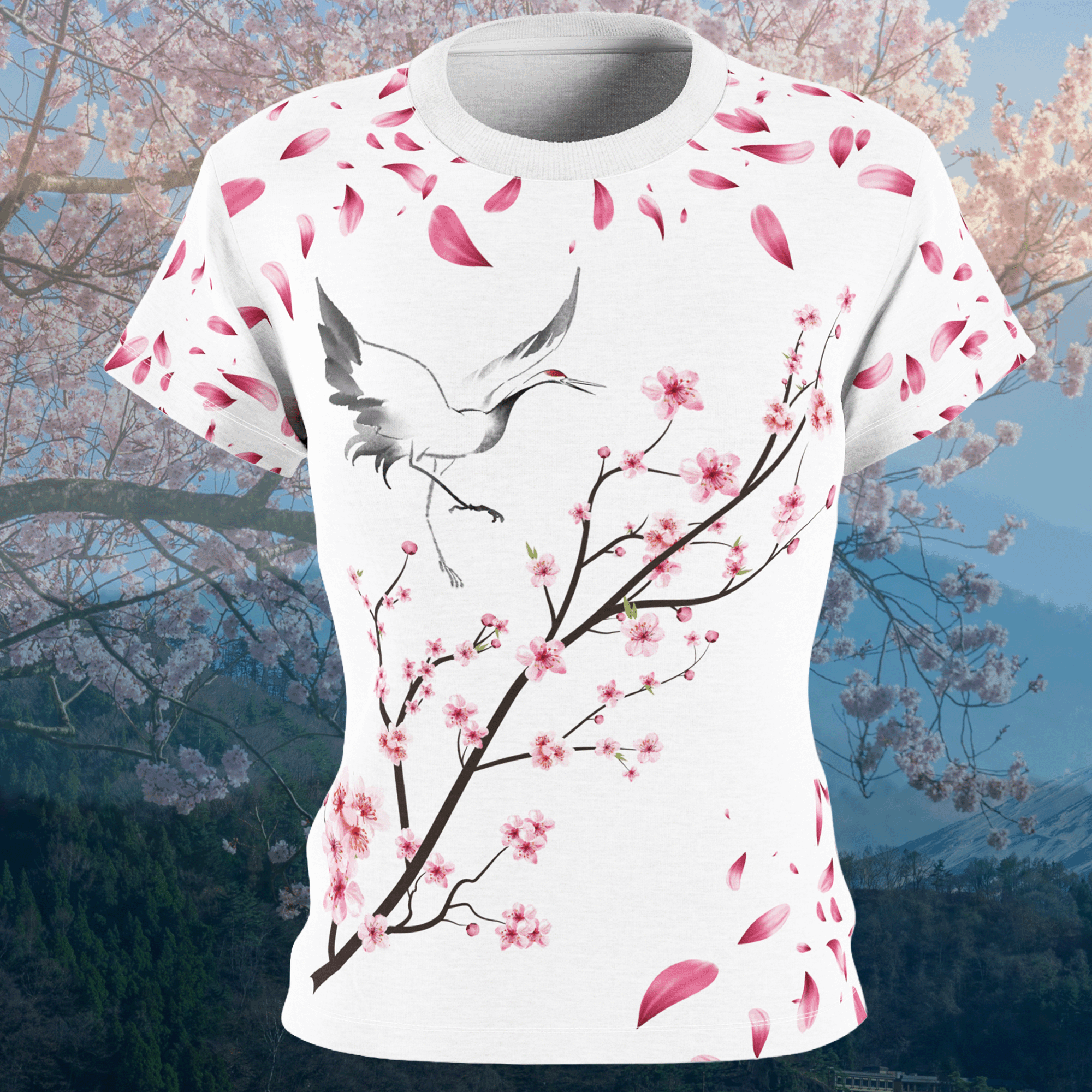 Cherry Blossom Crane Tee