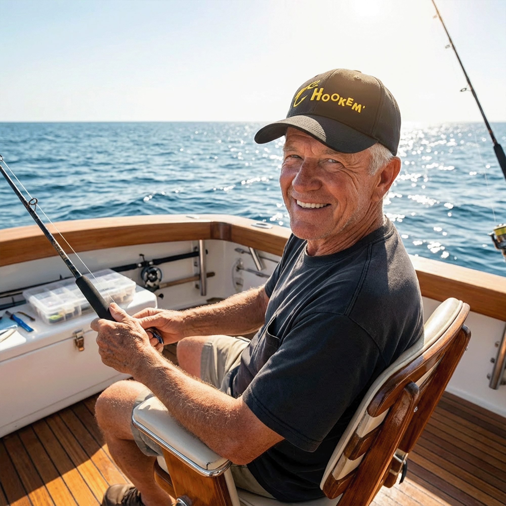 Embroidered Hookem Fishing Low-profile Cap