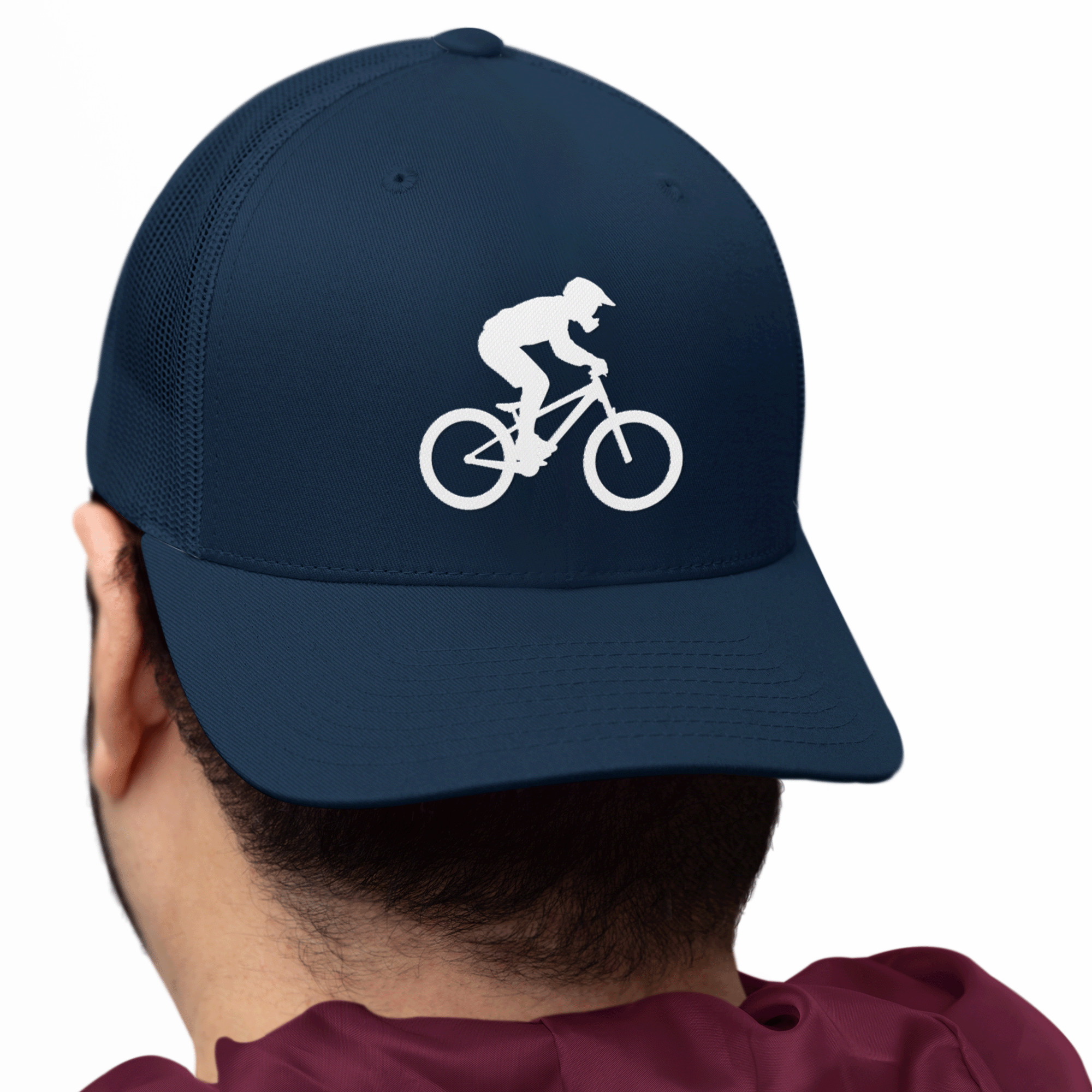 Embroidered Mountain Biker Retro Trucker Cap