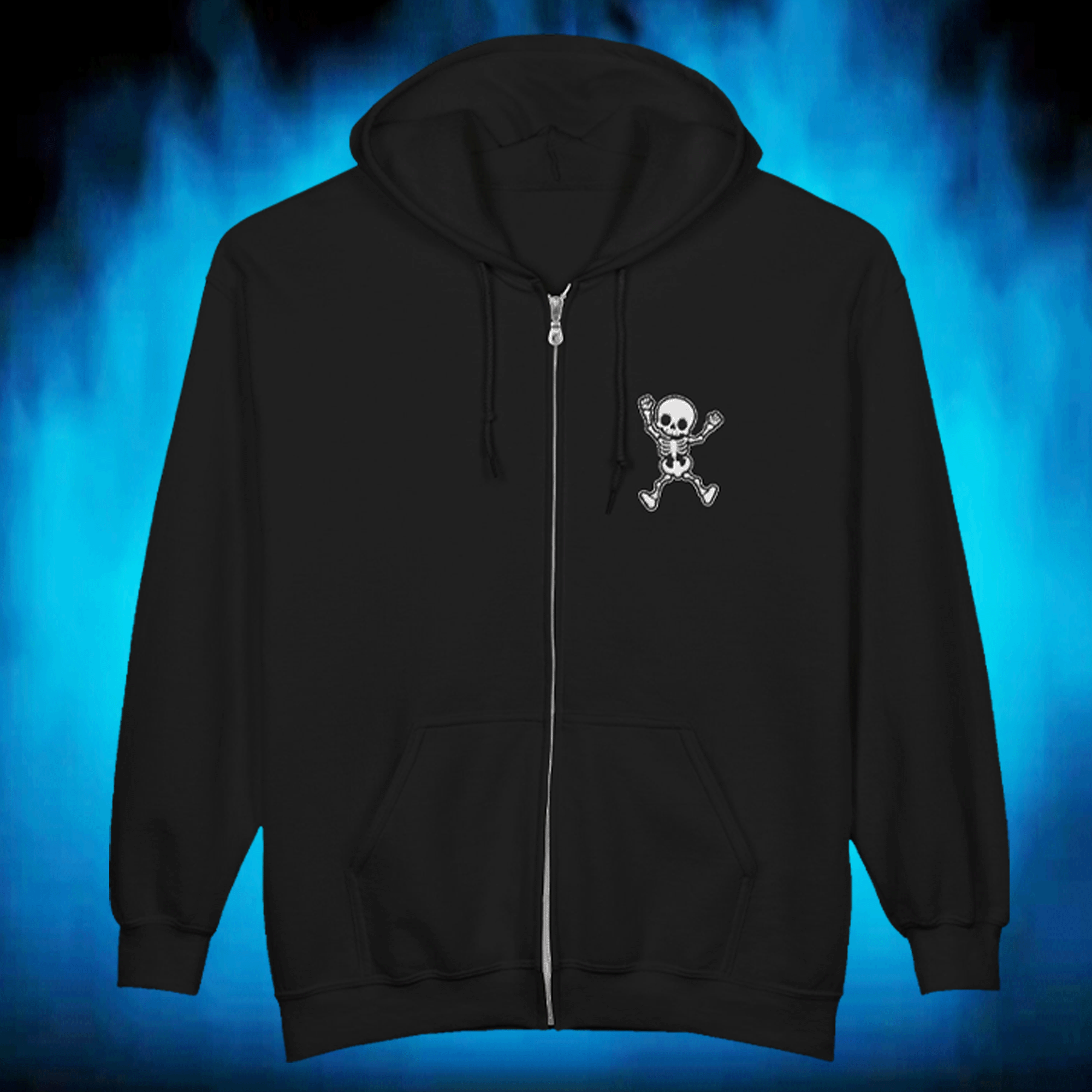 Embroidered Halloween Funny Skeleton Zip Up Hoodie