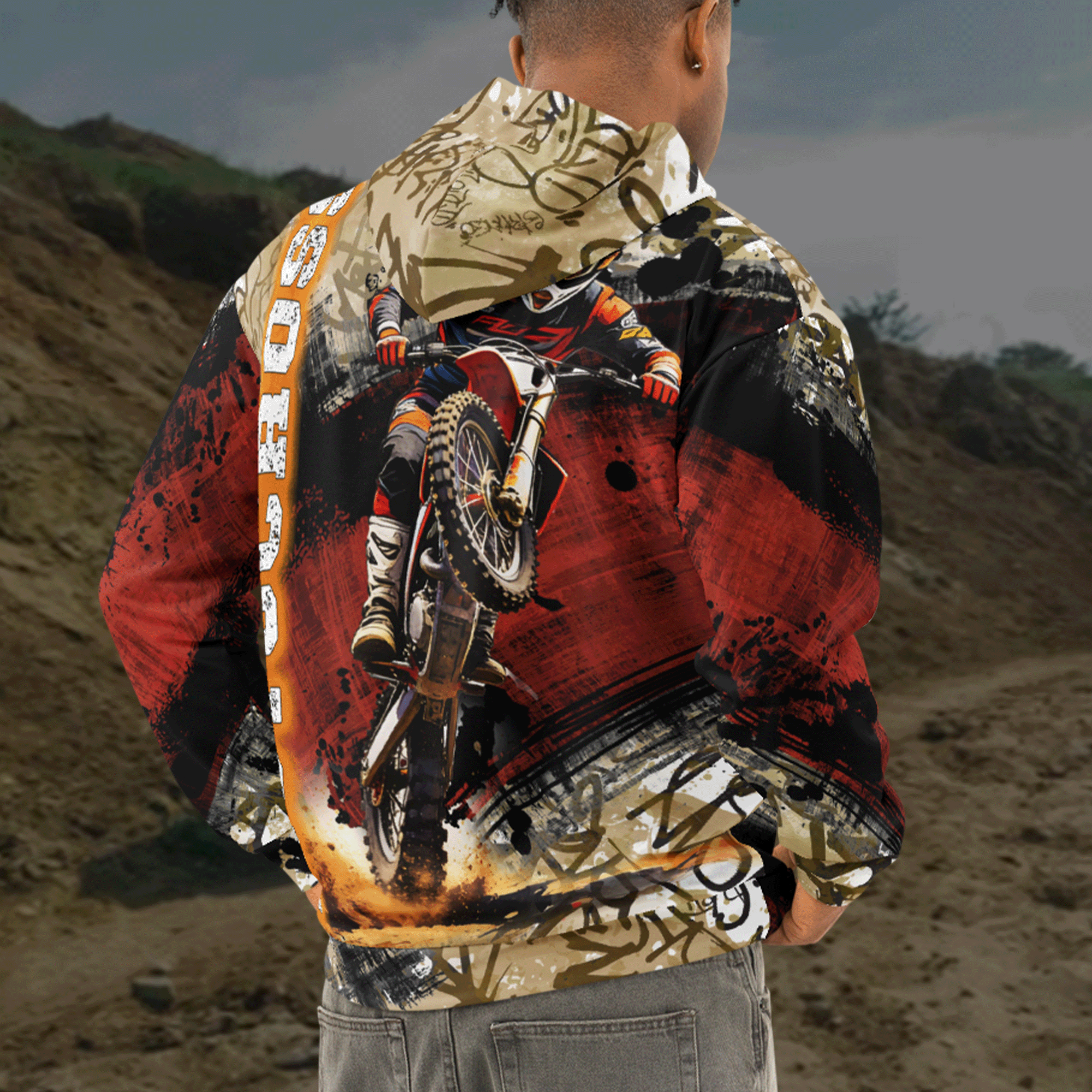 MOTOCROSS Graffiti Grunge Hoodie