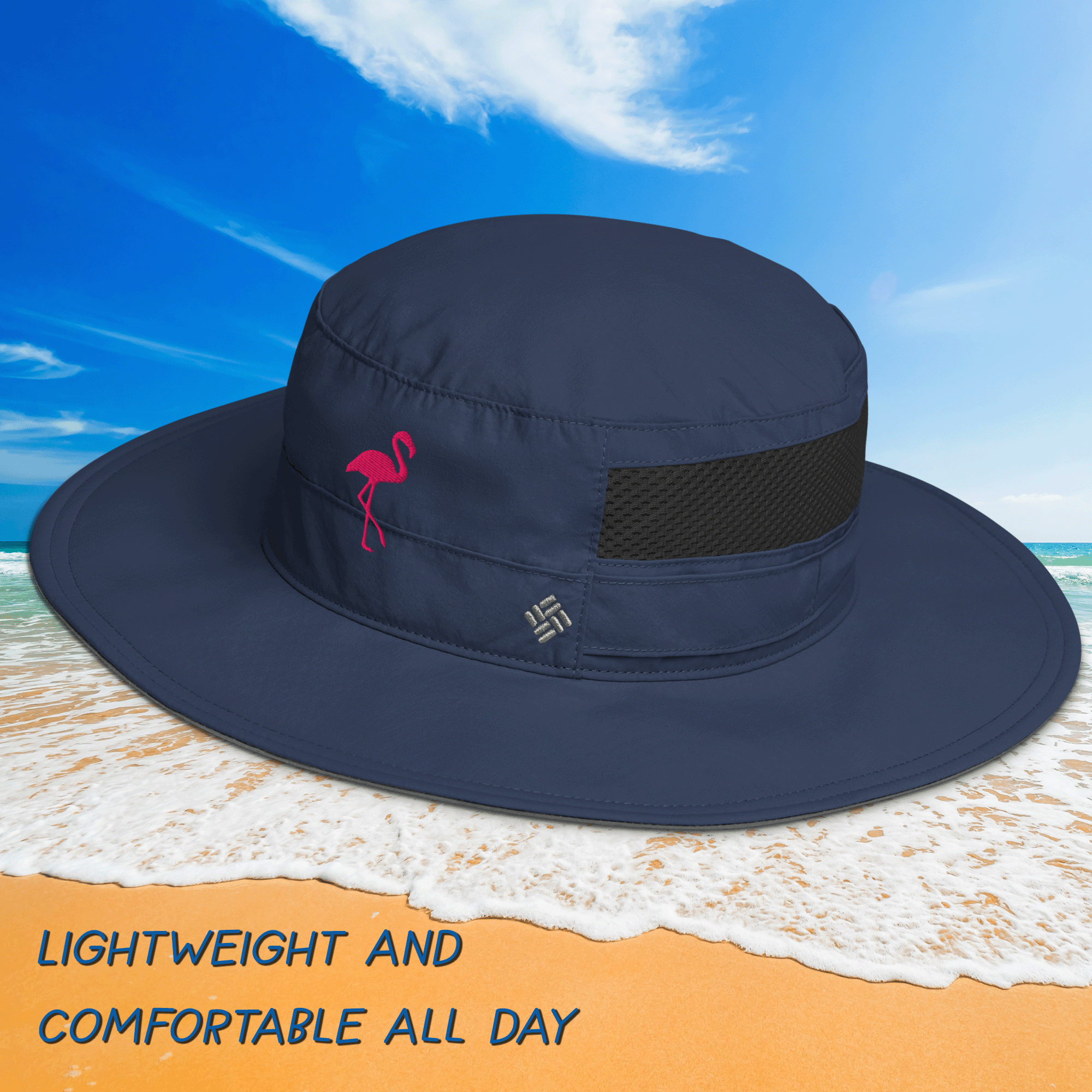 Embroidered Flamingo Columbia Bora Bora Hat