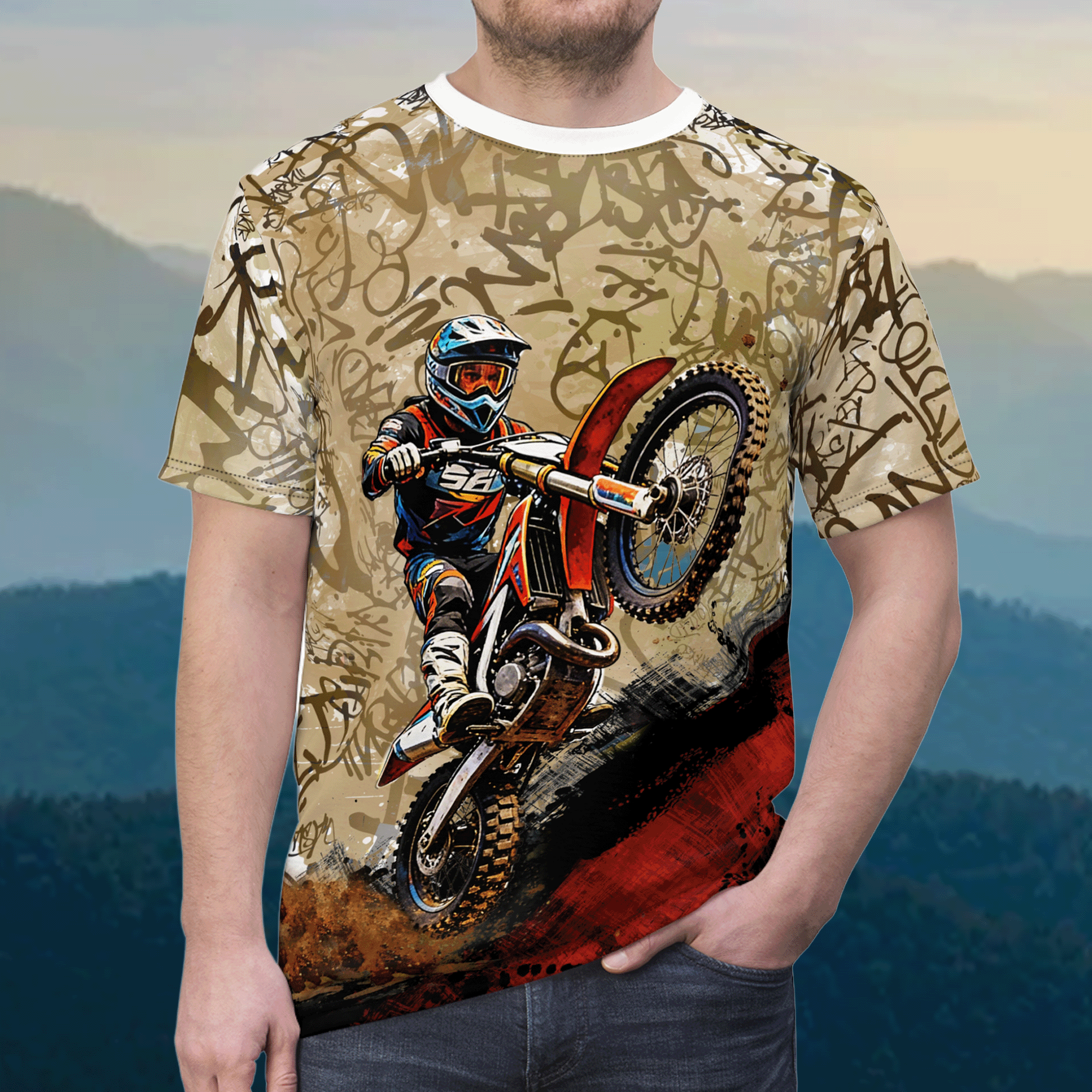 Motocross Graffiti Grunge Style T-shirt