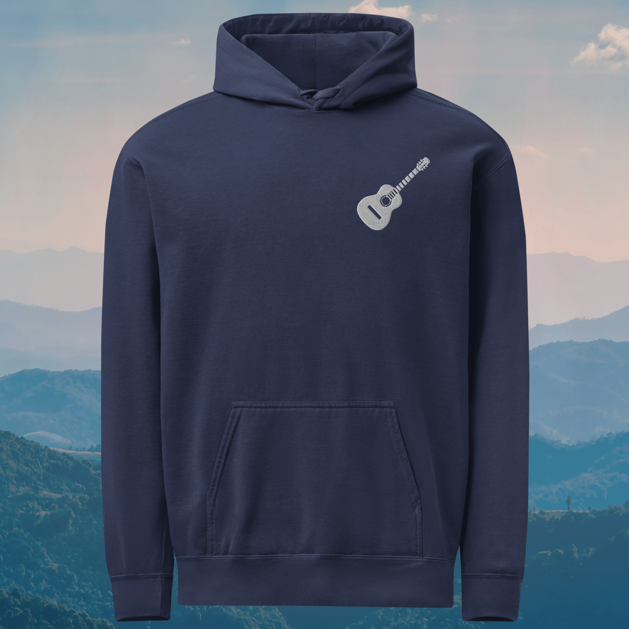 Embroidered Guitar Unisex Garment-Dyed Hoodie