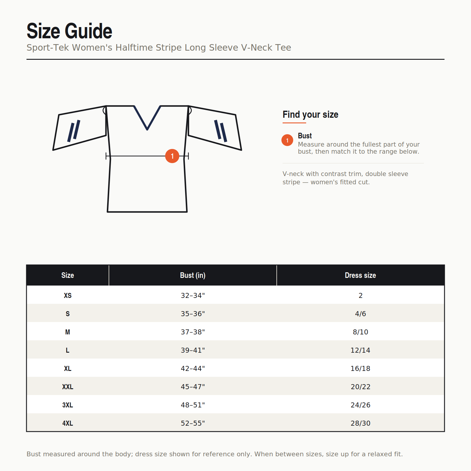 Orange Rabbit Sizing chart