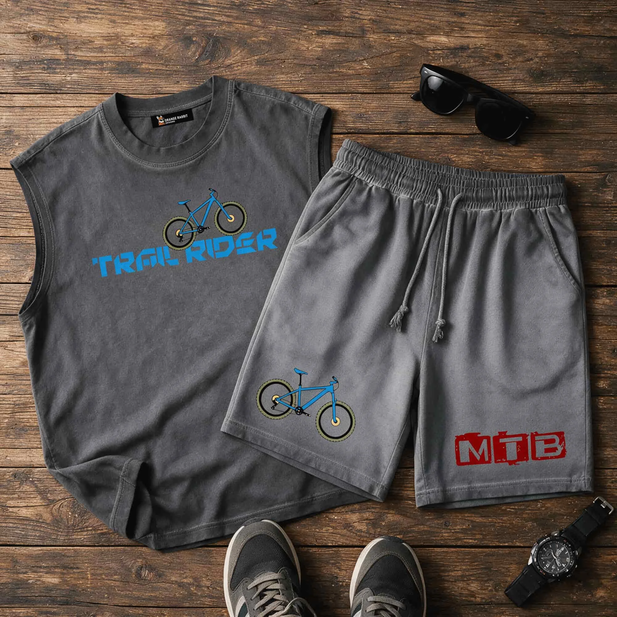 Mountain Bike Trail Rider Reverse Dyed Tee, Tank & Shorts