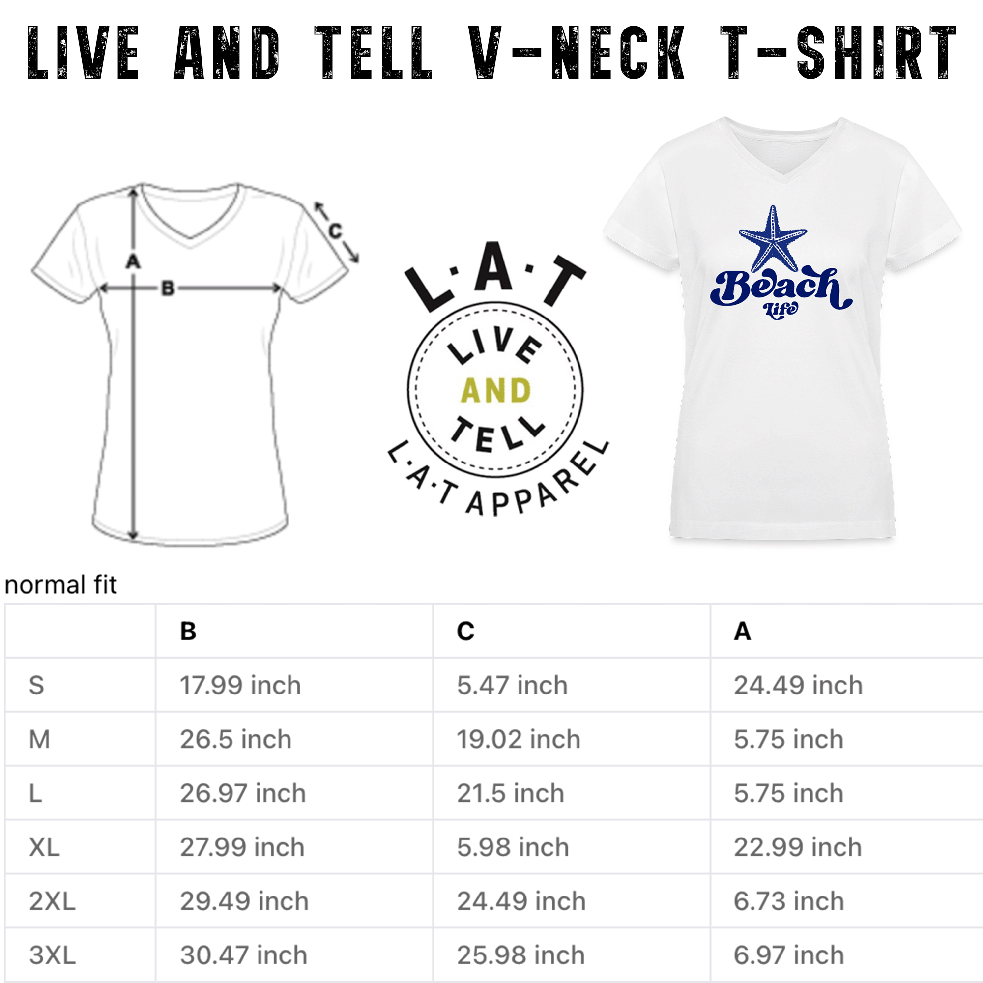 Women's Beach Life Starfish V-Neck T-Shirt