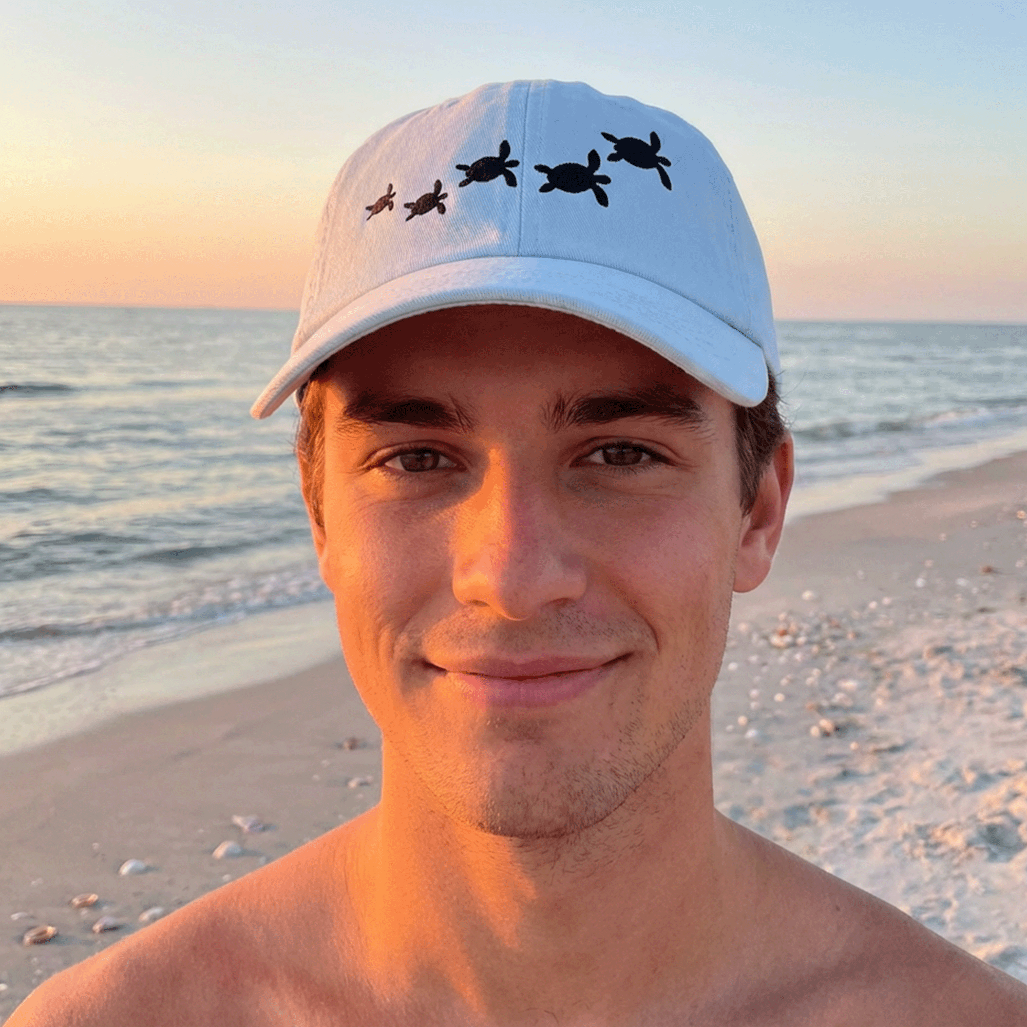 Embroidered Sea turtles Pastel Summer Cap