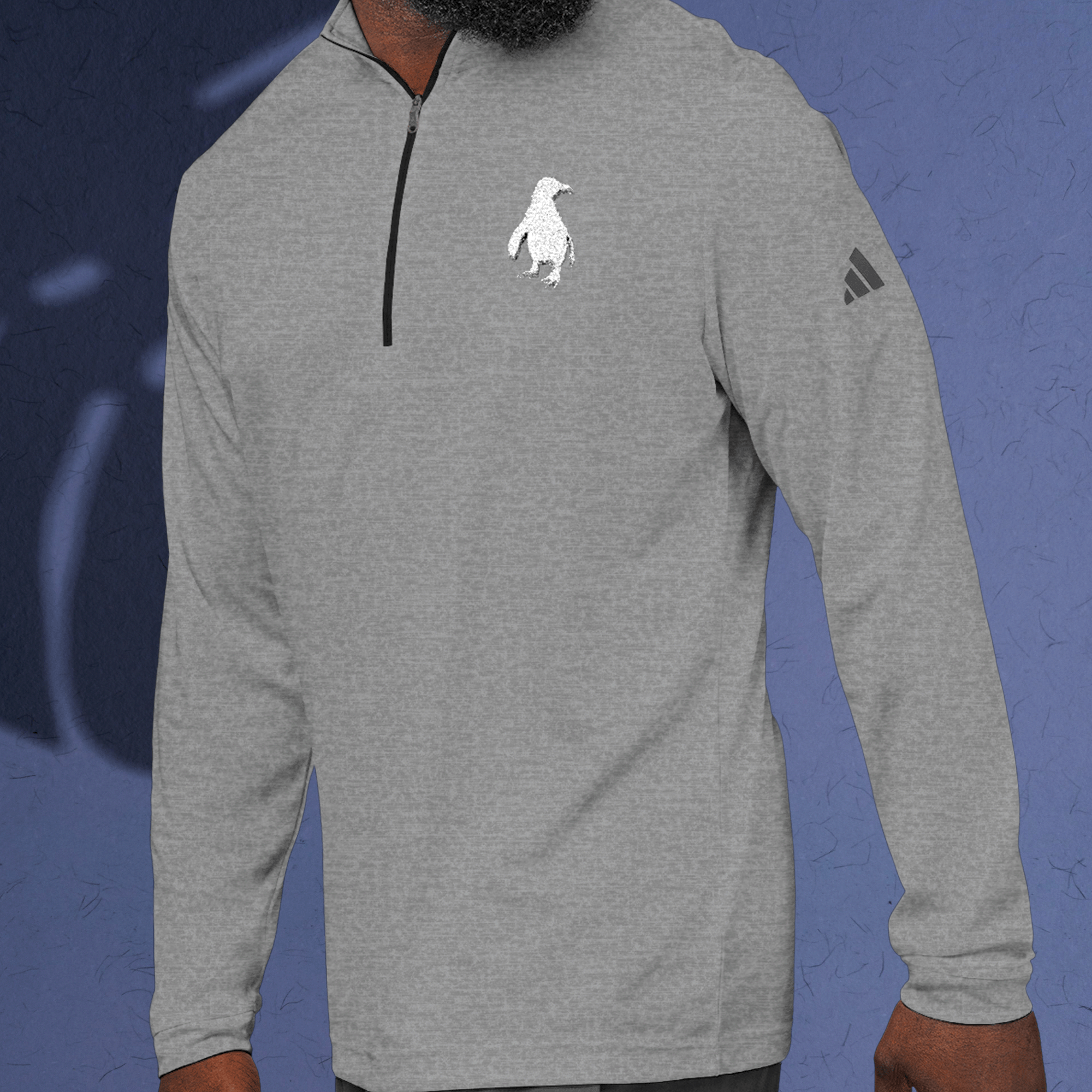 Adidas Embroidered Penguin Quarter-Zip Pullover