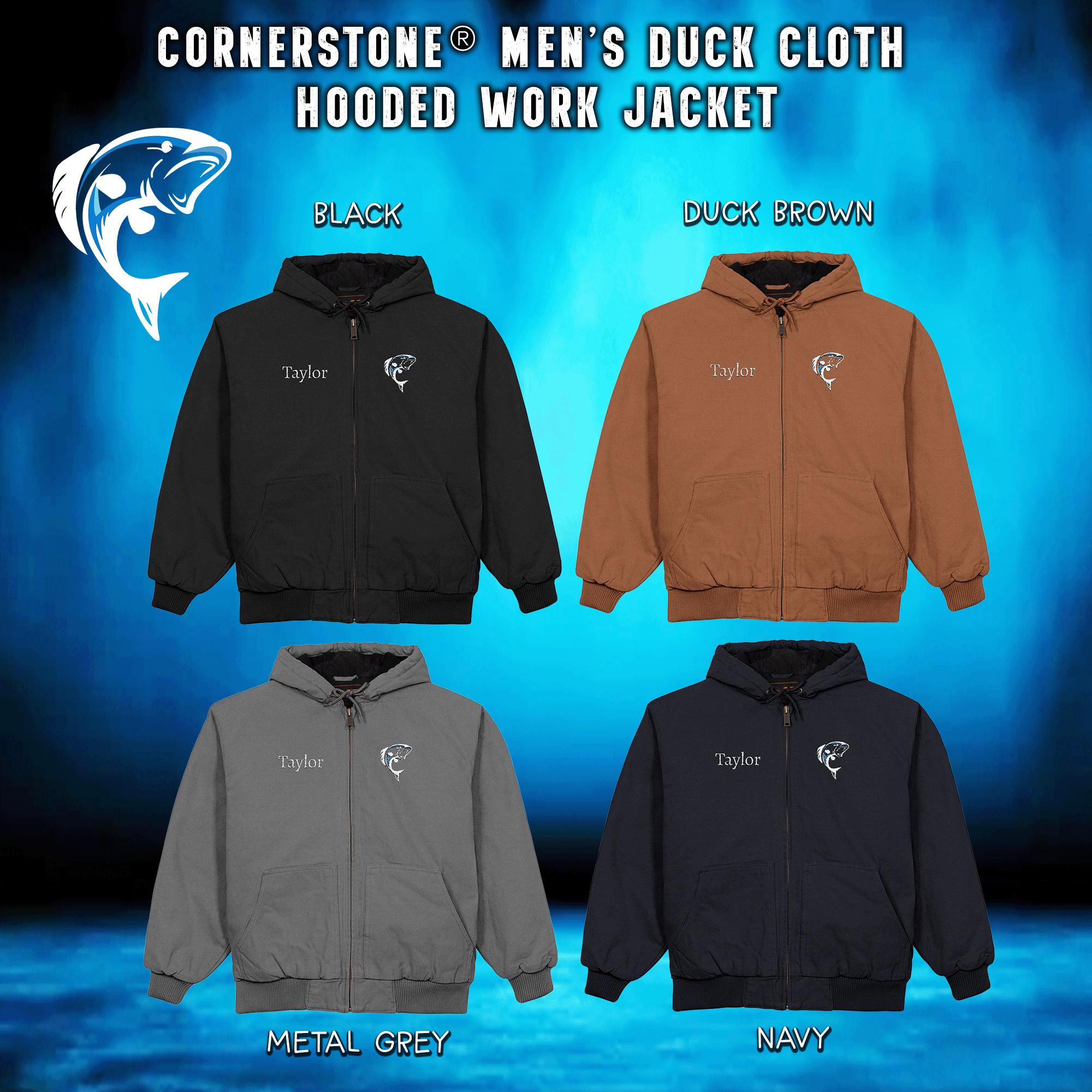 Personalized CornerStone® Men's Duck Cloth Hooded Work Jacket