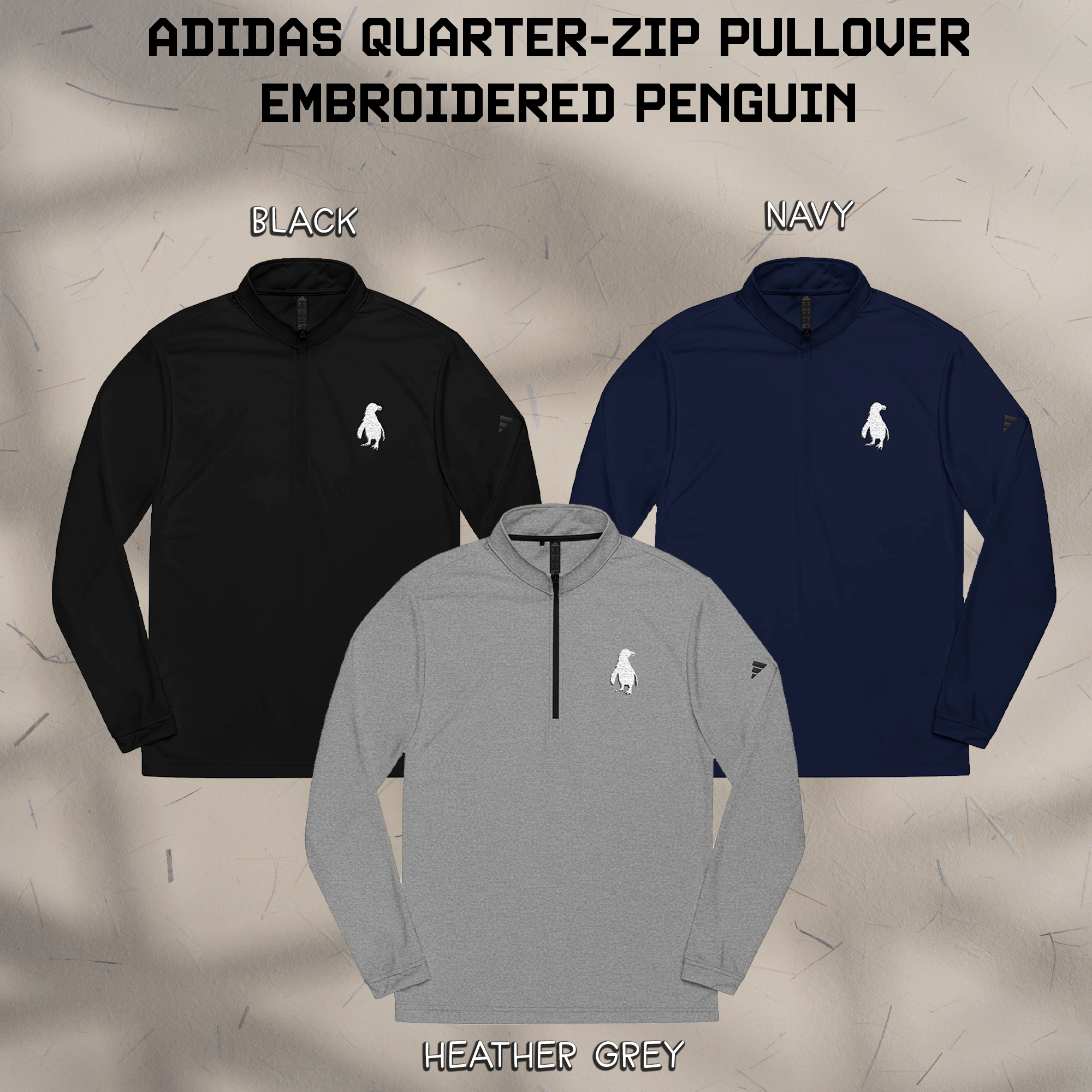 Adidas Embroidered Penguin Quarter-Zip Pullover