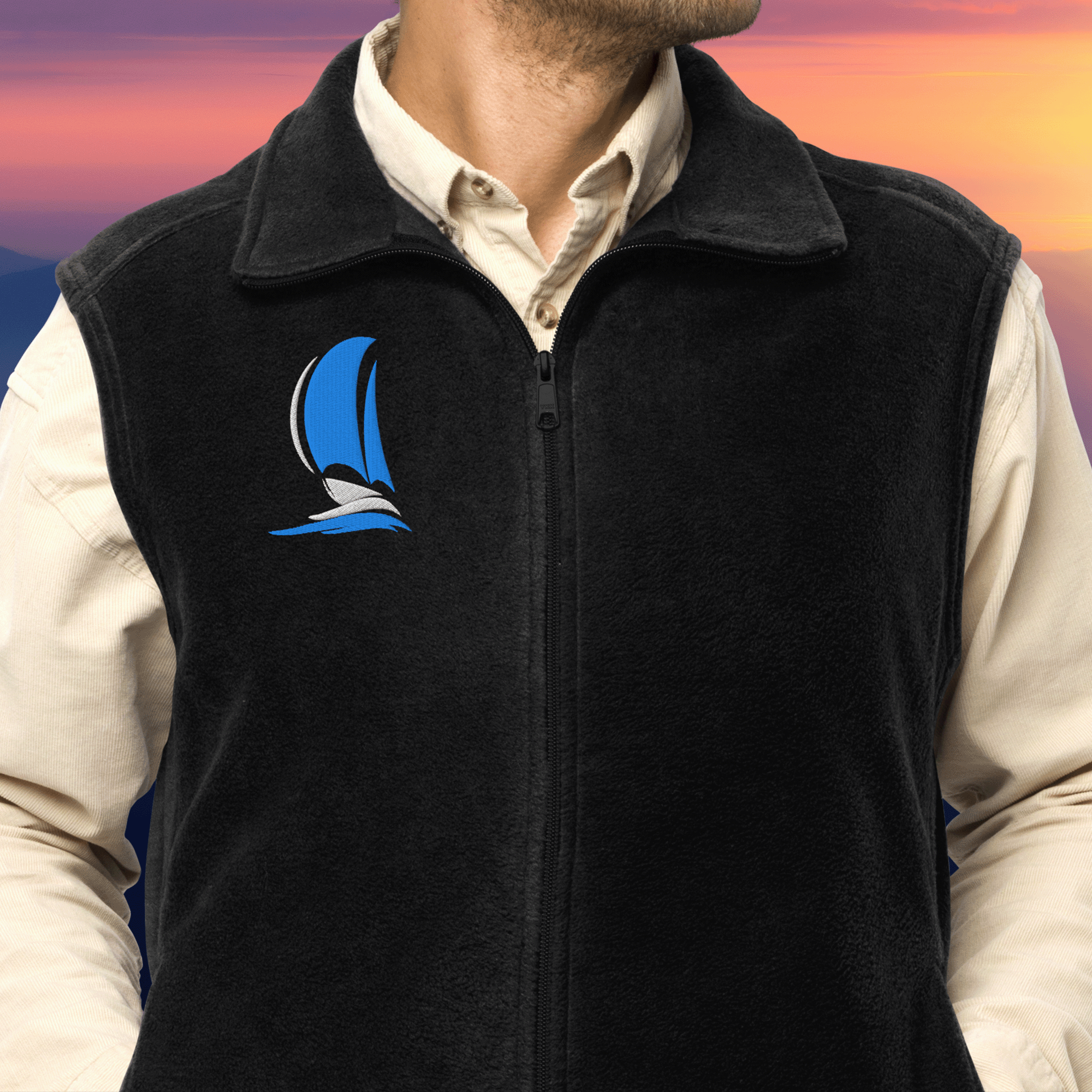 Embroidered Mens Sailboat Columbia Fleece Vest