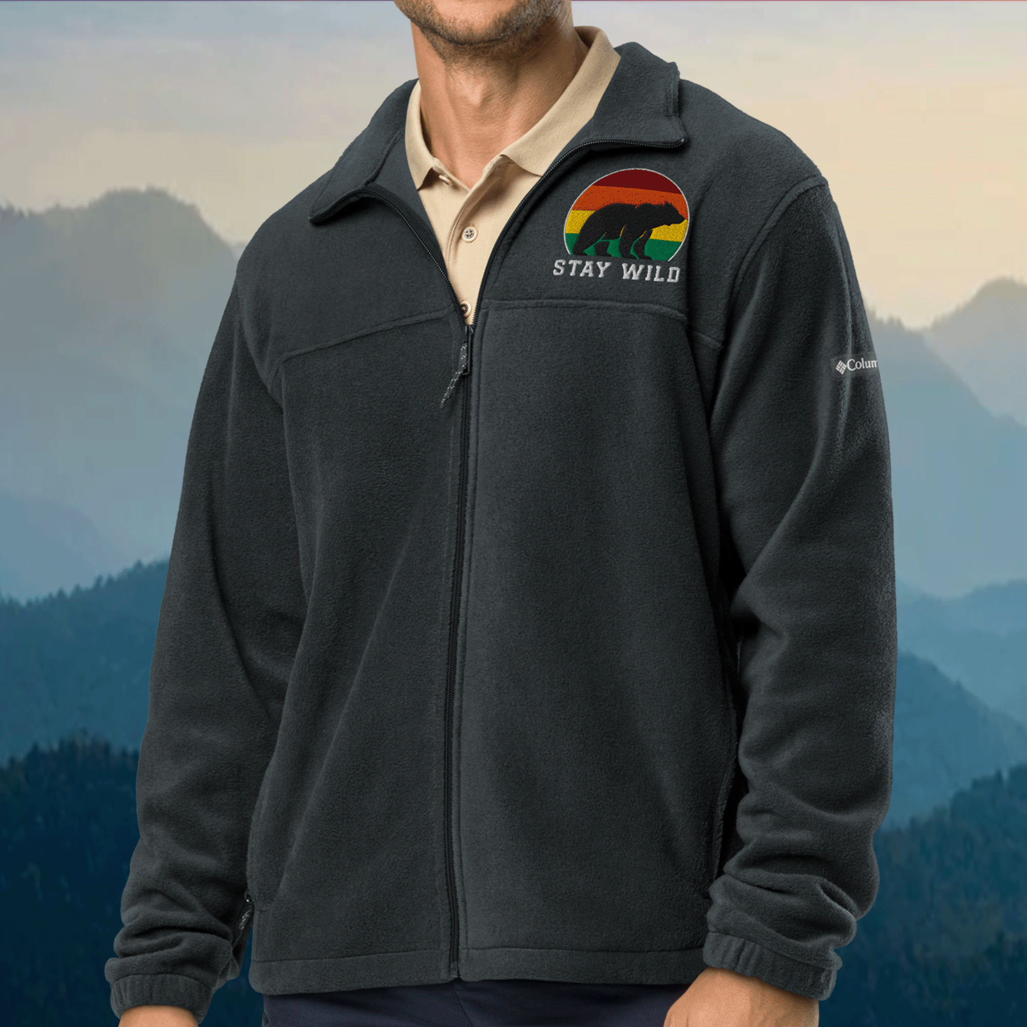 Stay Wild Black Bear Unisex Columbia Fleece Jacket