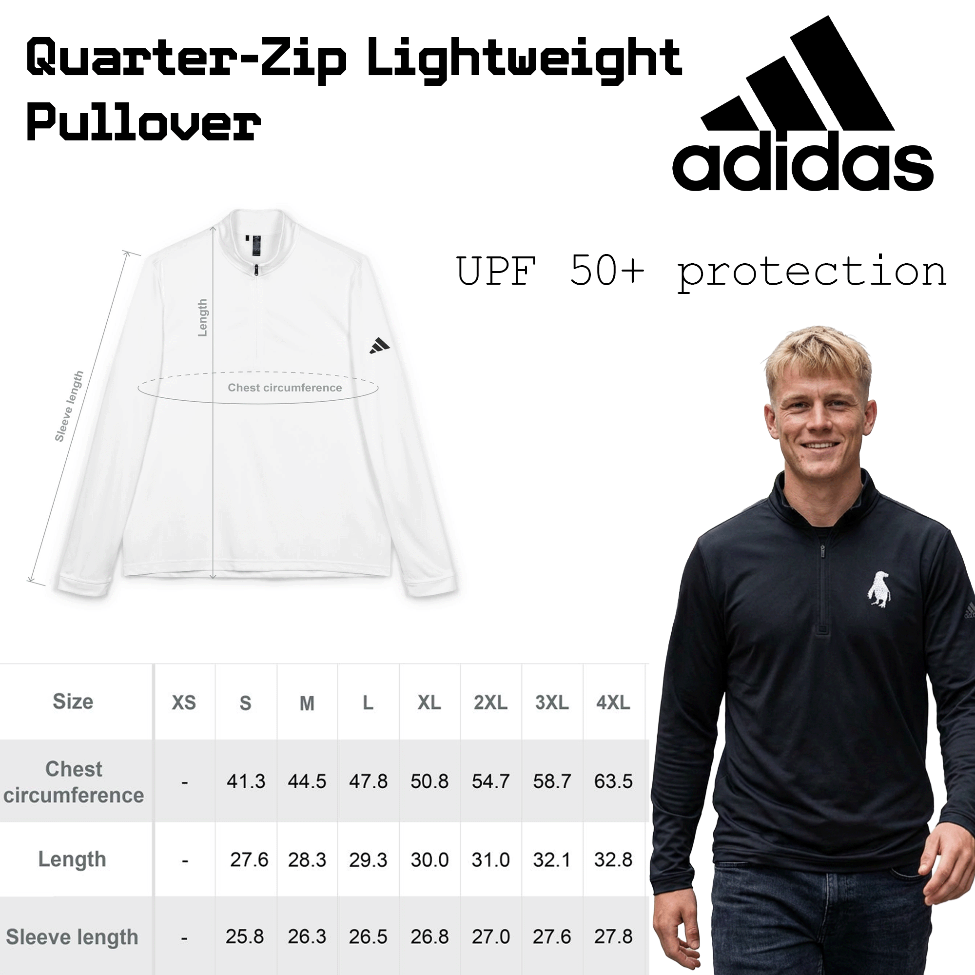 Adidas Embroidered Penguin Quarter-Zip Pullover