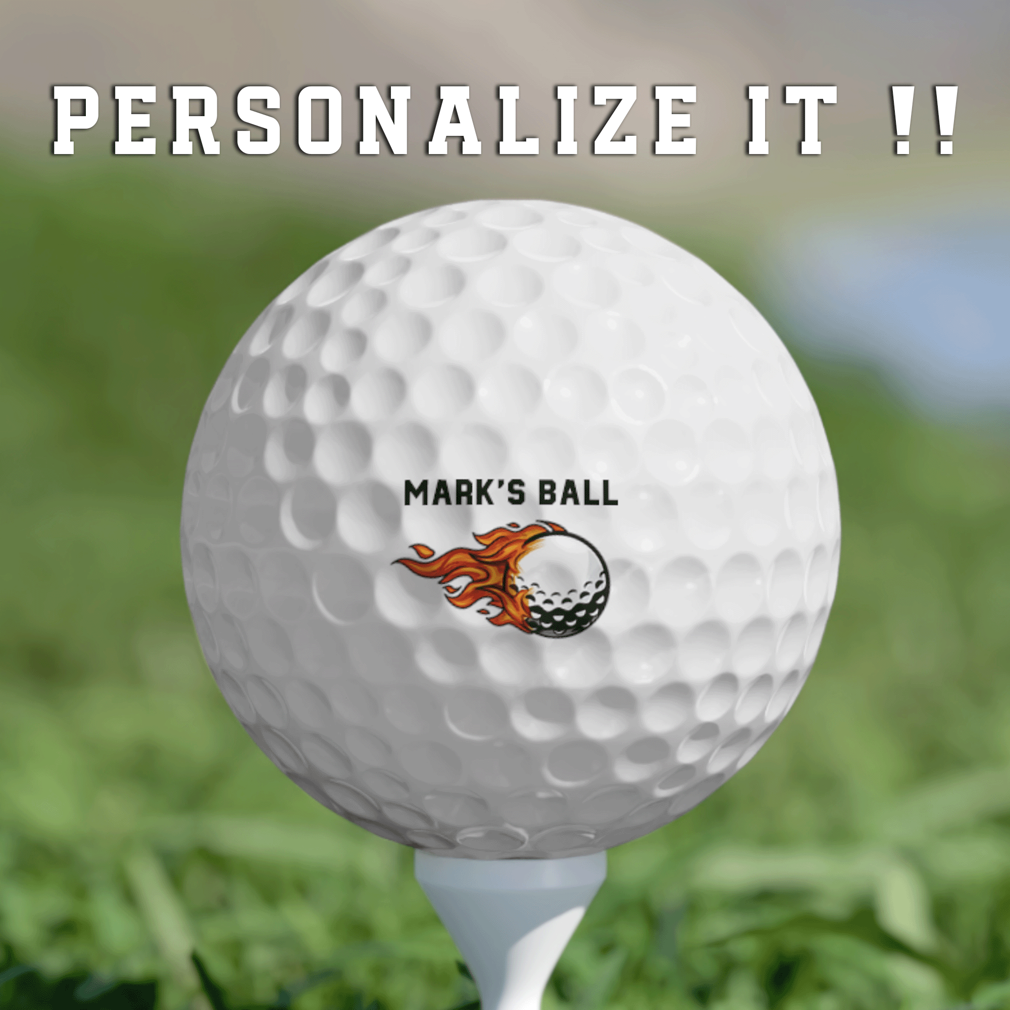 PERSONALIZED Name FIREBALL Golf Balls