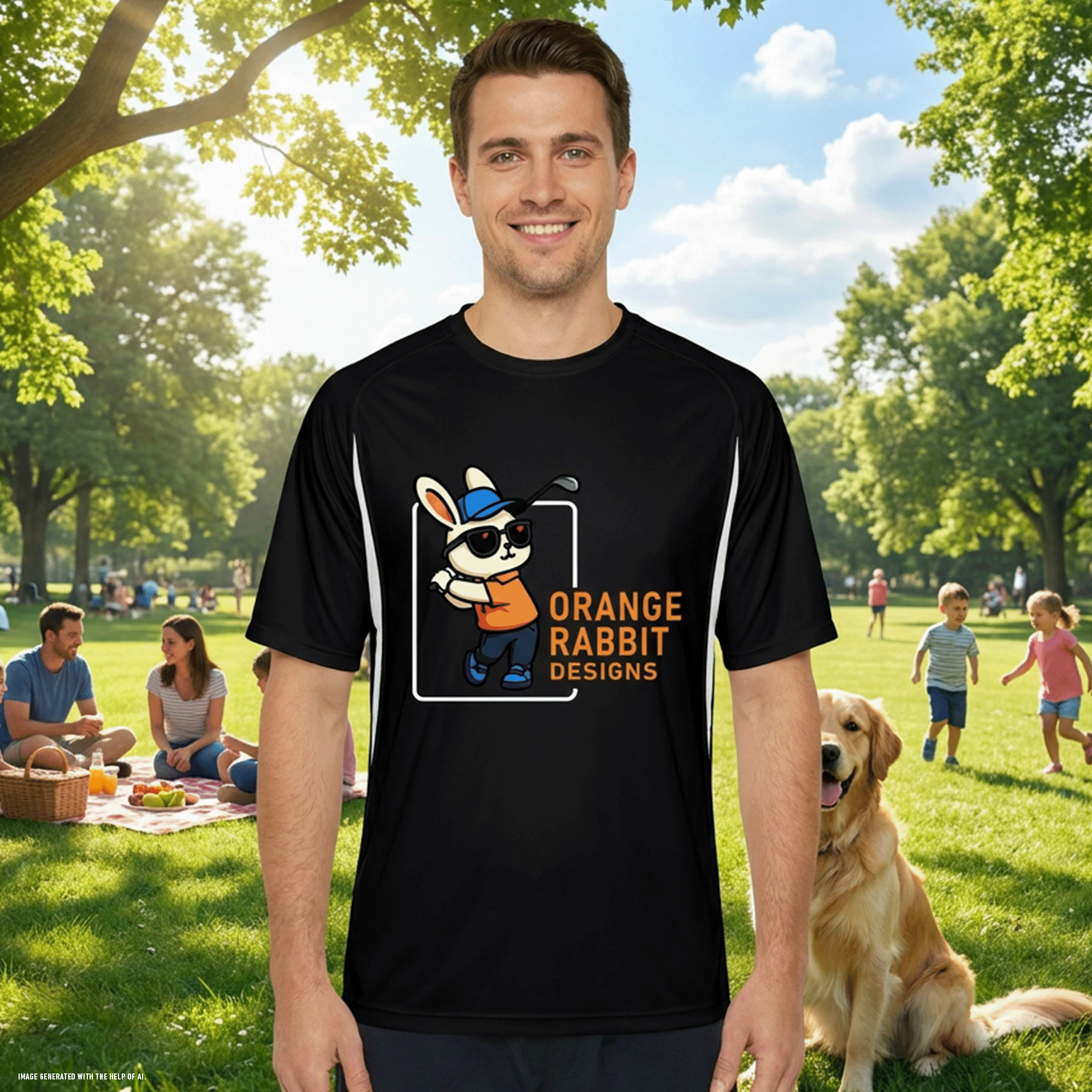 Orange Rabbit Golfer Men’s Cooling Performance Color Blocked Jersey