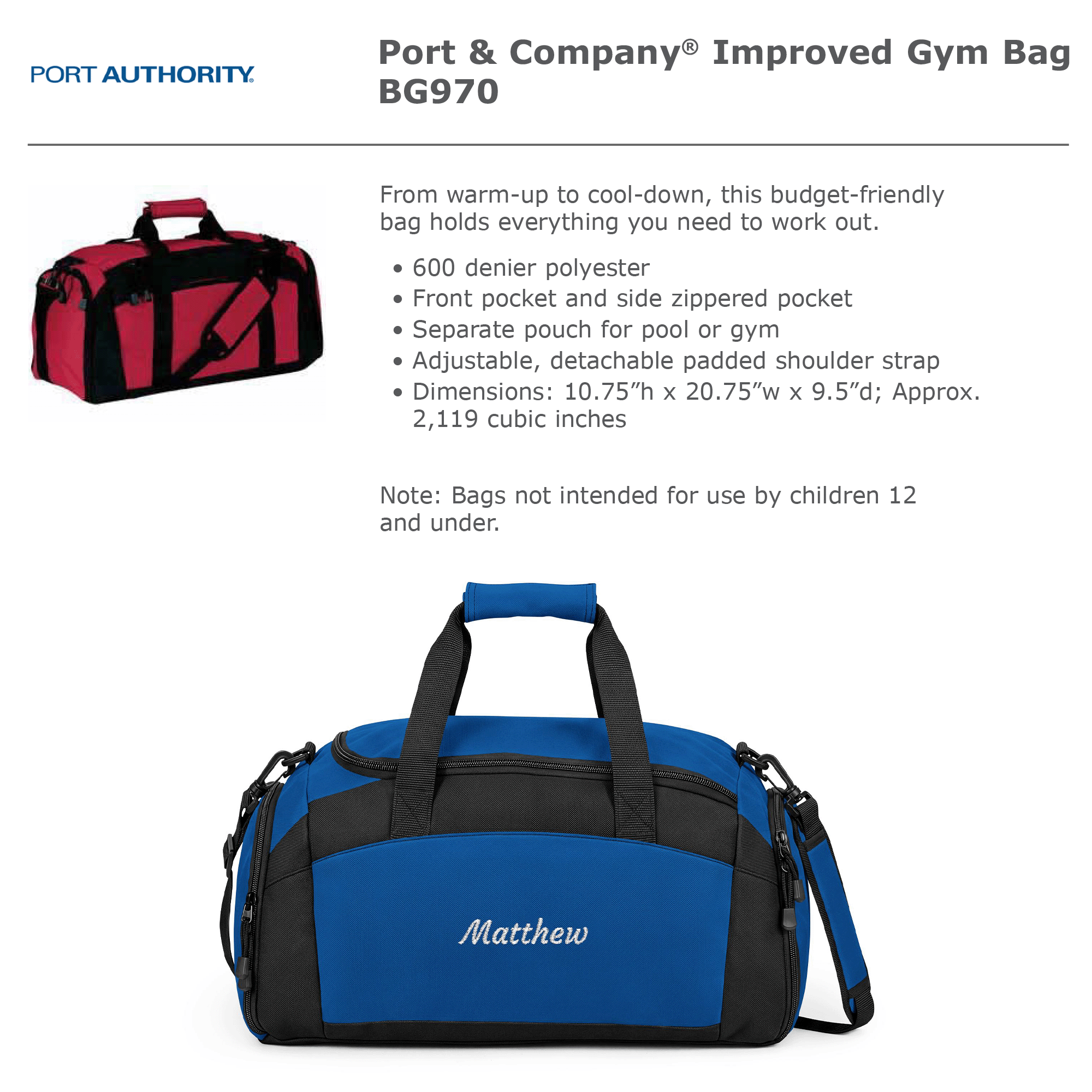 Personalized Name Gym Bag