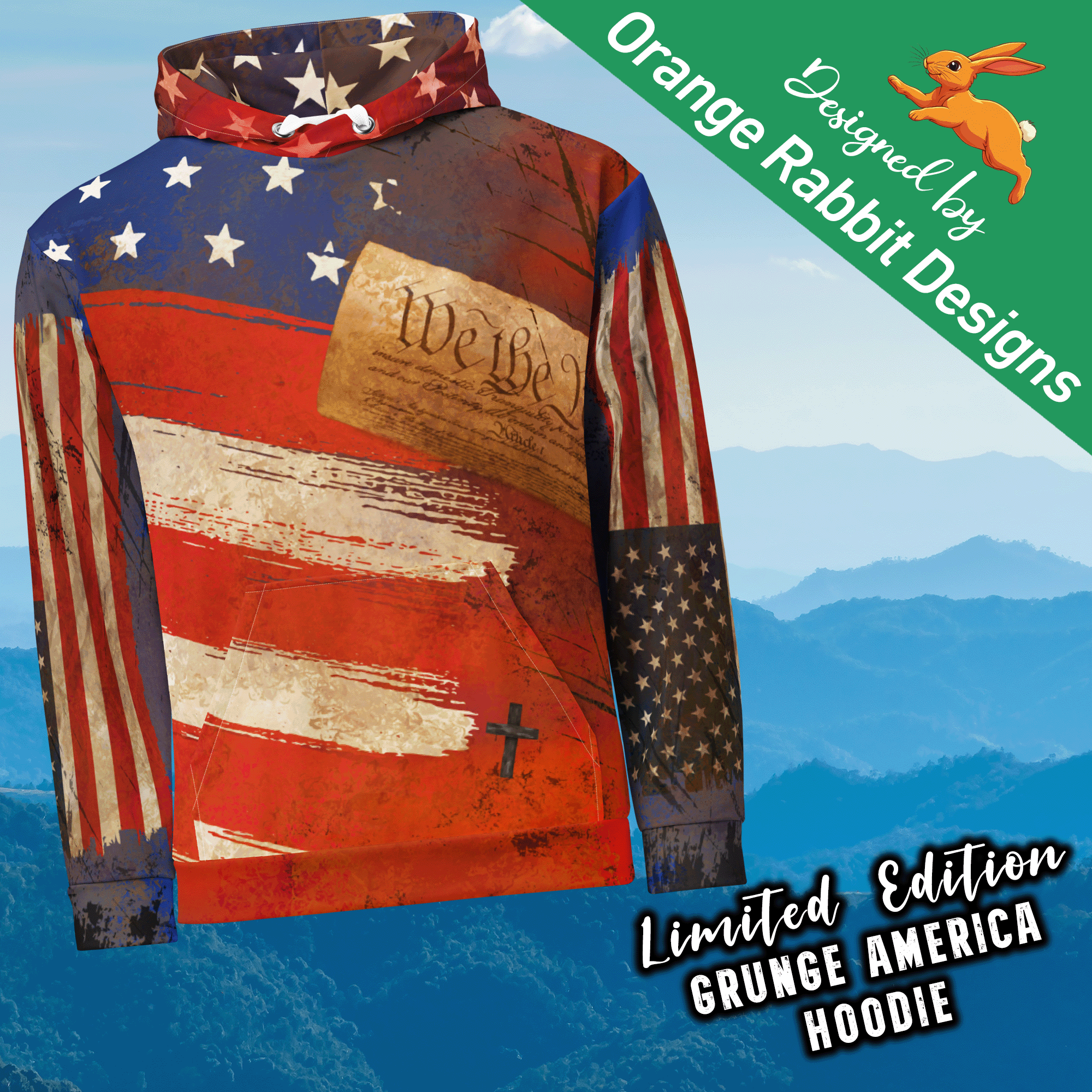 American Flag Streetwear Style Grunge Hoodie