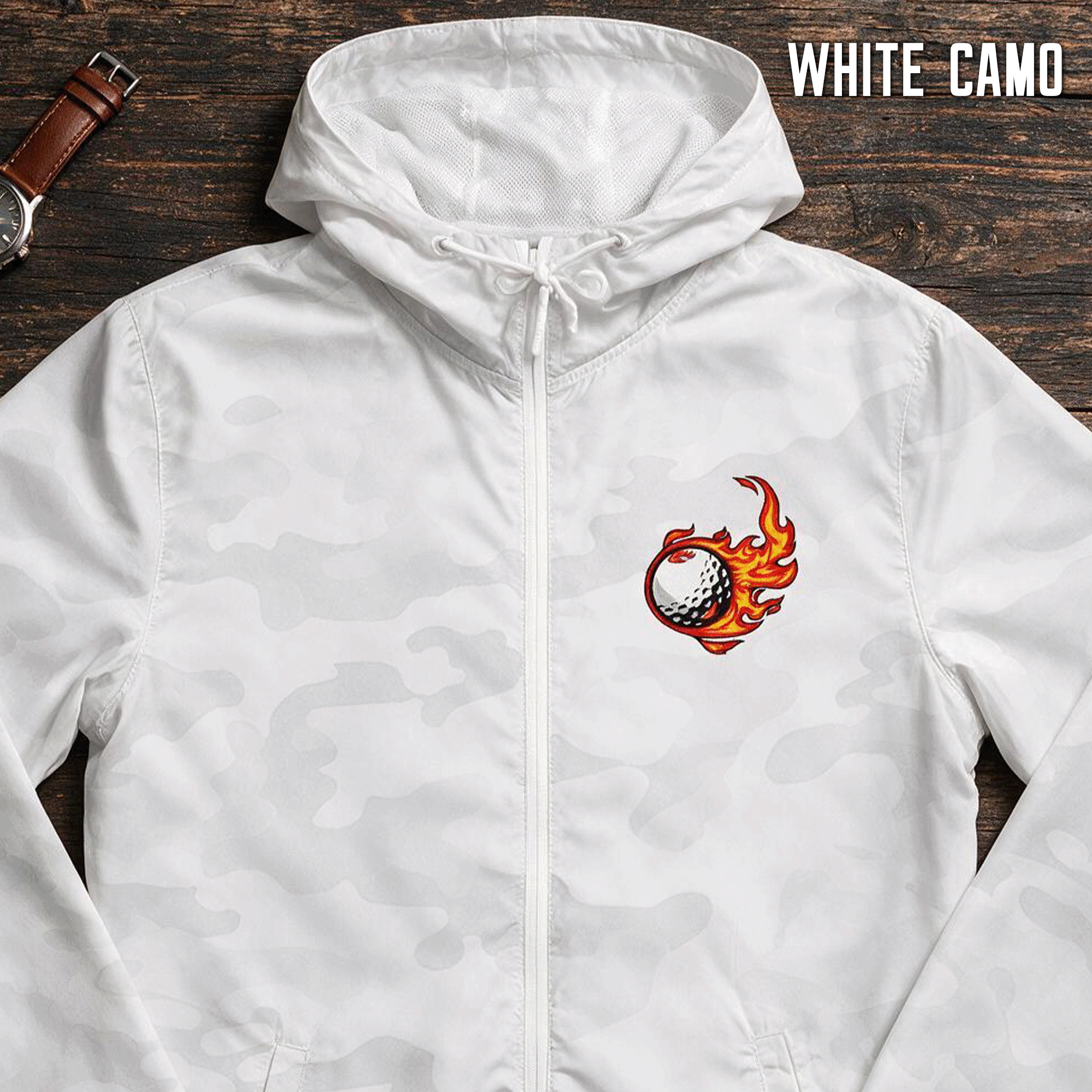 Flaming Golfball Unisex Full-Zip Windbreaker Jacket