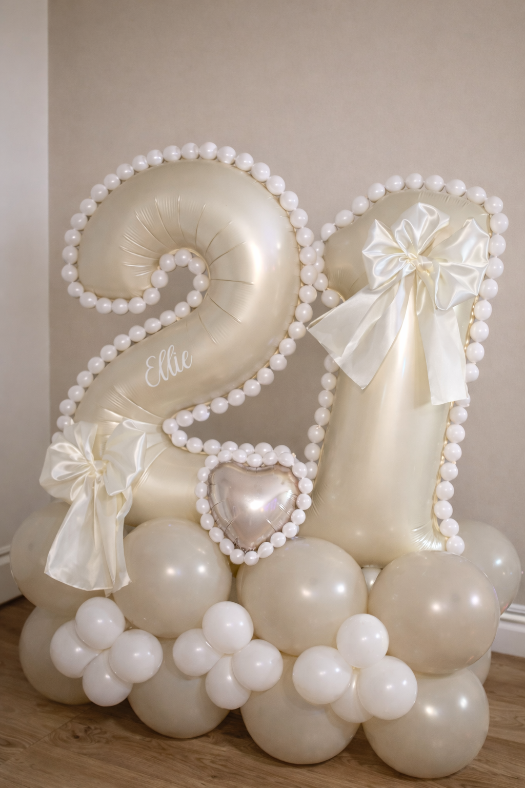 Luxury birthday balloon display with number balloons for a birthday celebration in Hertfordshire by B'Loonies.