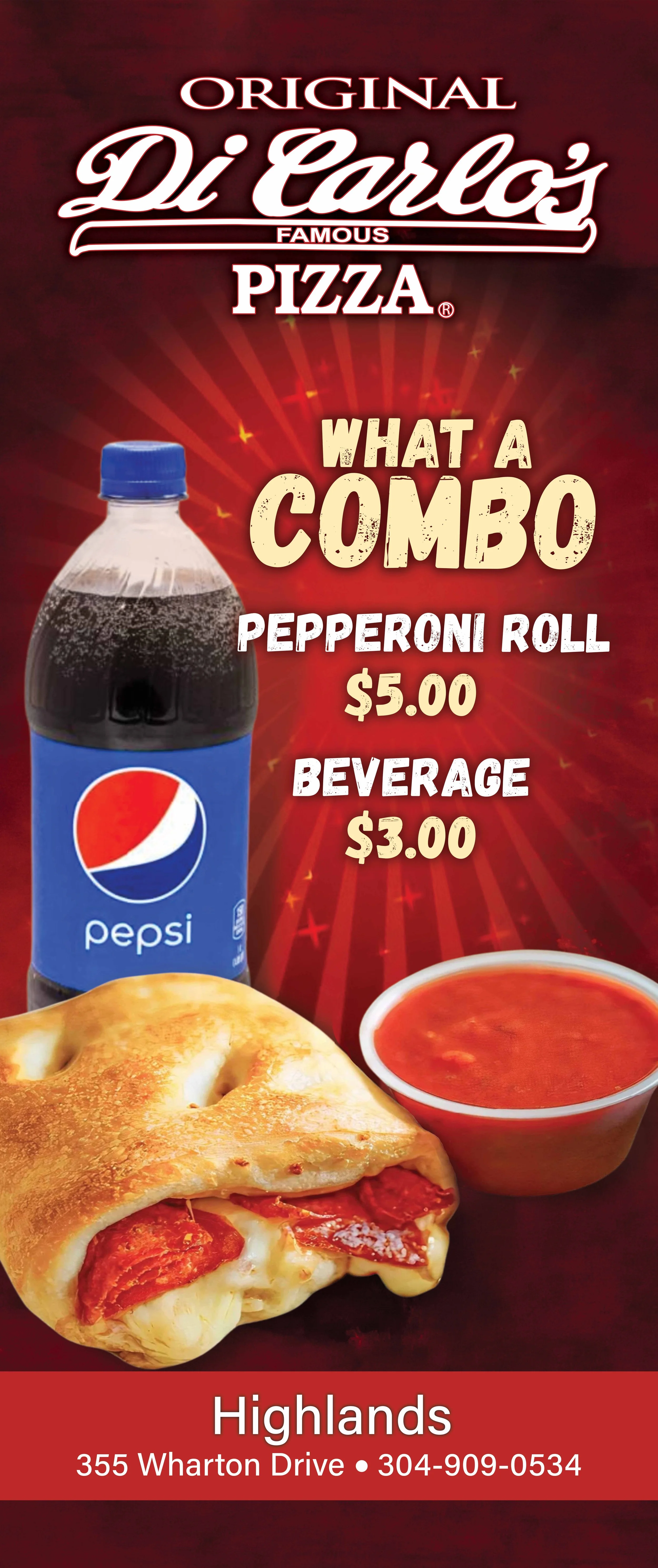 Banner created for Original DiCarlo’s Pizza, combining eye-catching design and brand-focused messaging for maximum impact