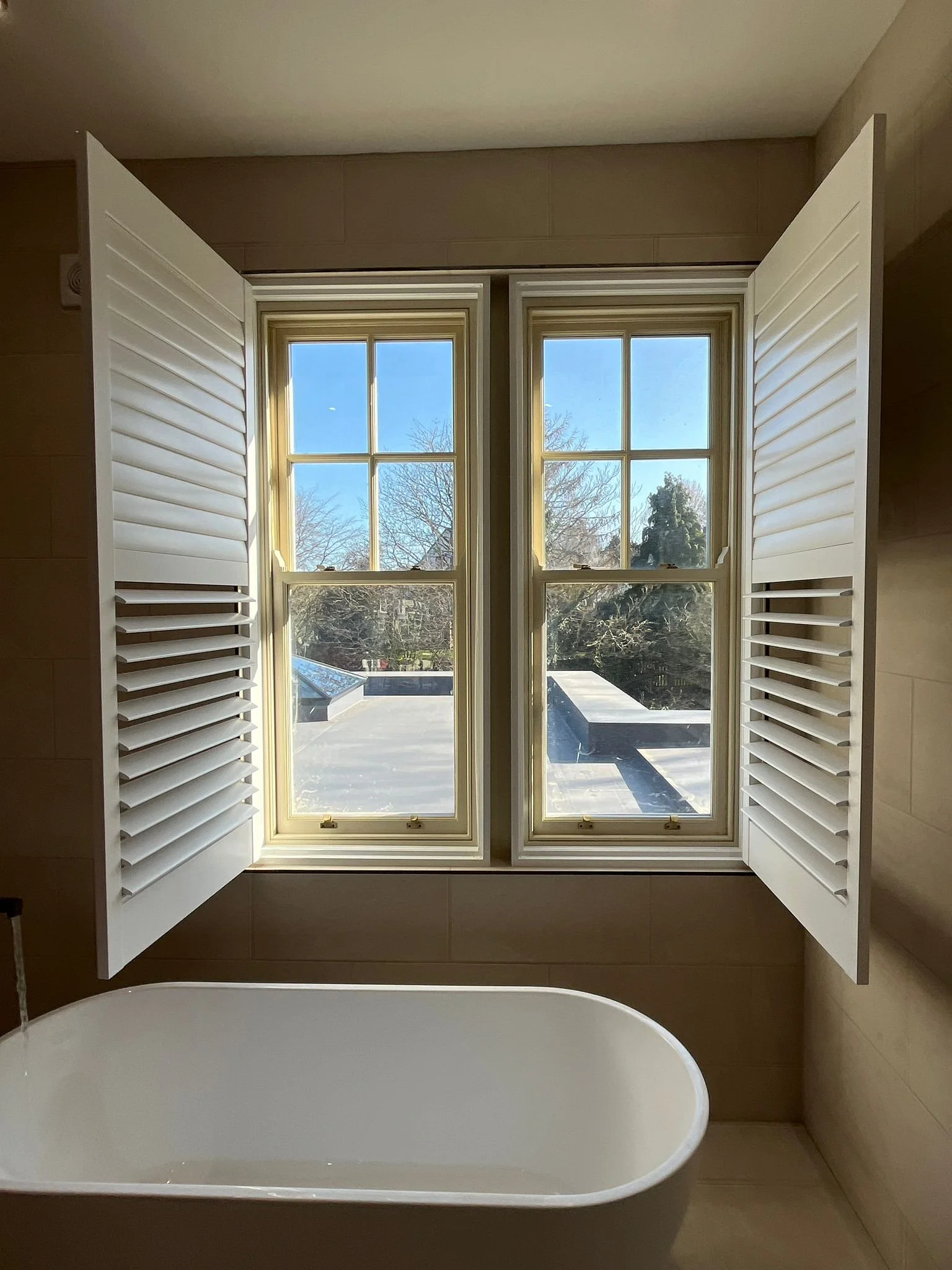 Double sliding sash window installed in bathroom in Sunderland Tyne and Wear.