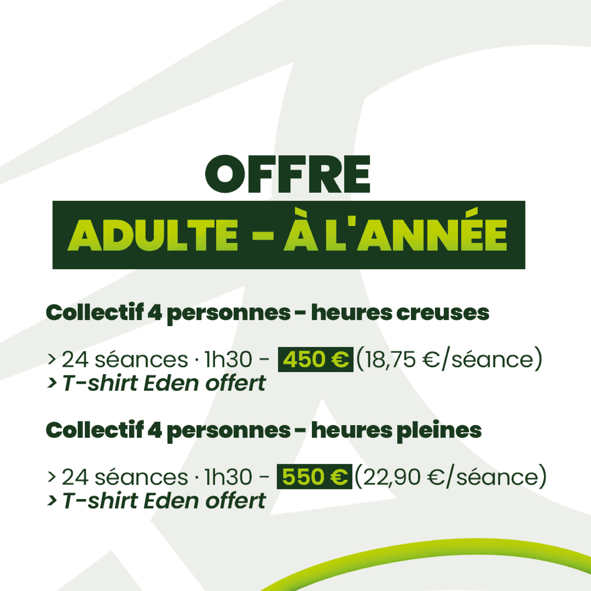 Offre adulte à l'année