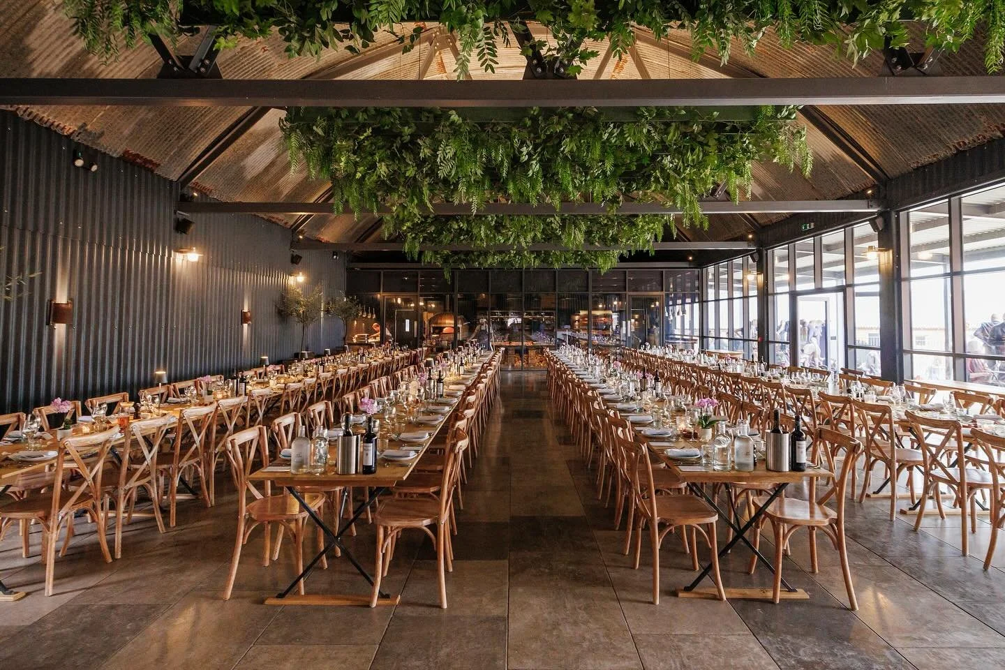 Grangefields has an incredible sense of space, with long trestle tables running the full length of the room &mdash; beautifully dressed and perfect for bringing everyone together.

@grangefieldsvenue #GrangefieldsWedding #DerbyshireWeddingVenue #Tres